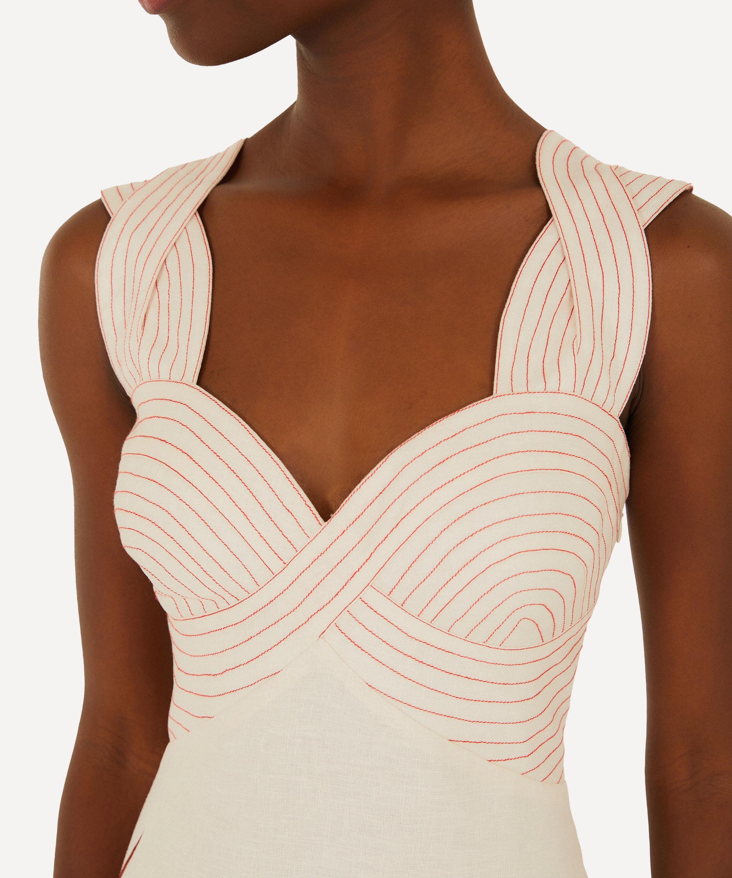 FARM Rio - Sand Strelitzia Linen Midi Dress image number 1