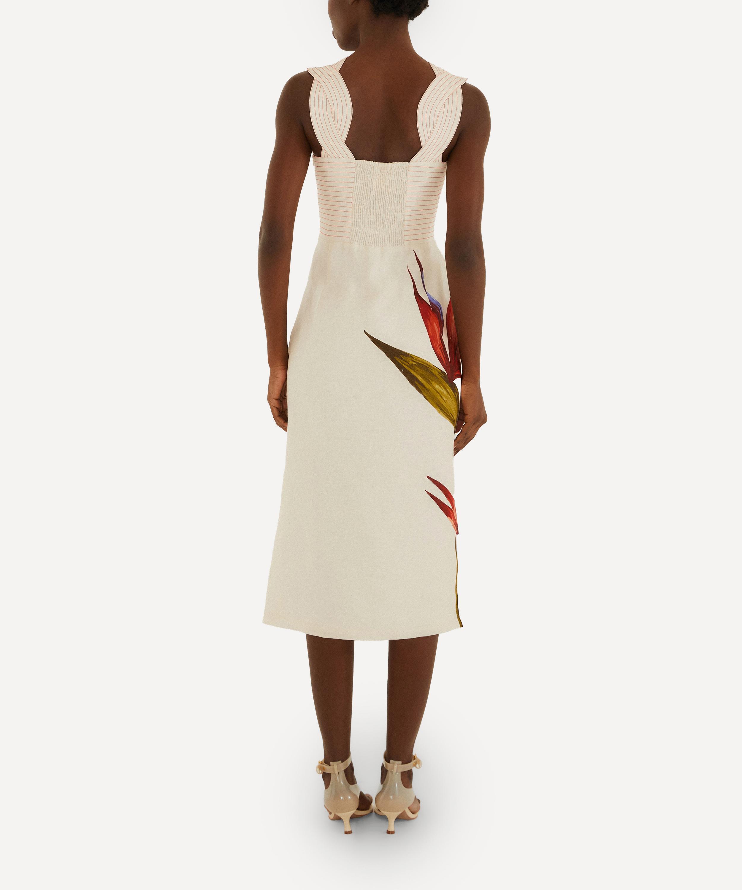 FARM Rio - Sand Strelitzia Linen Midi Dress image number 2