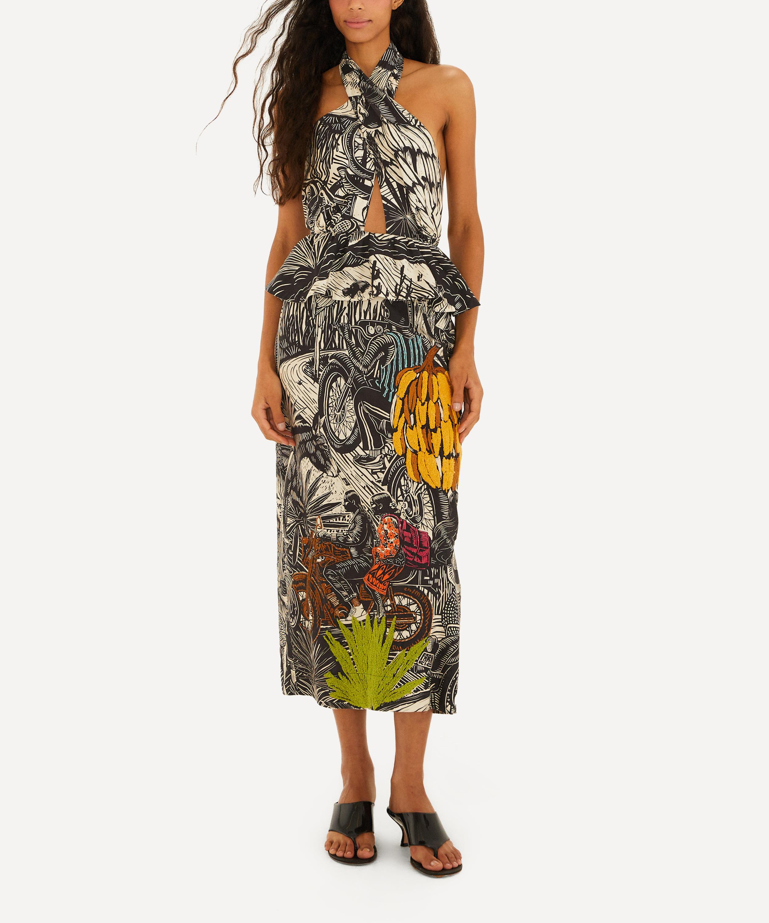 FARM Rio - Beige Ruta Embroidered Maxi Dress