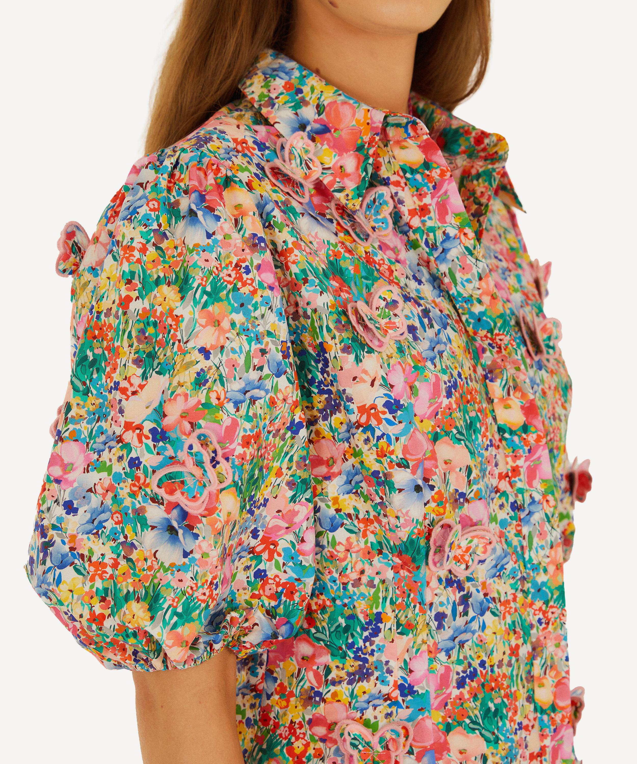 FARM Rio - Peasant Floral Off-White Butterflies Blouse image number 1