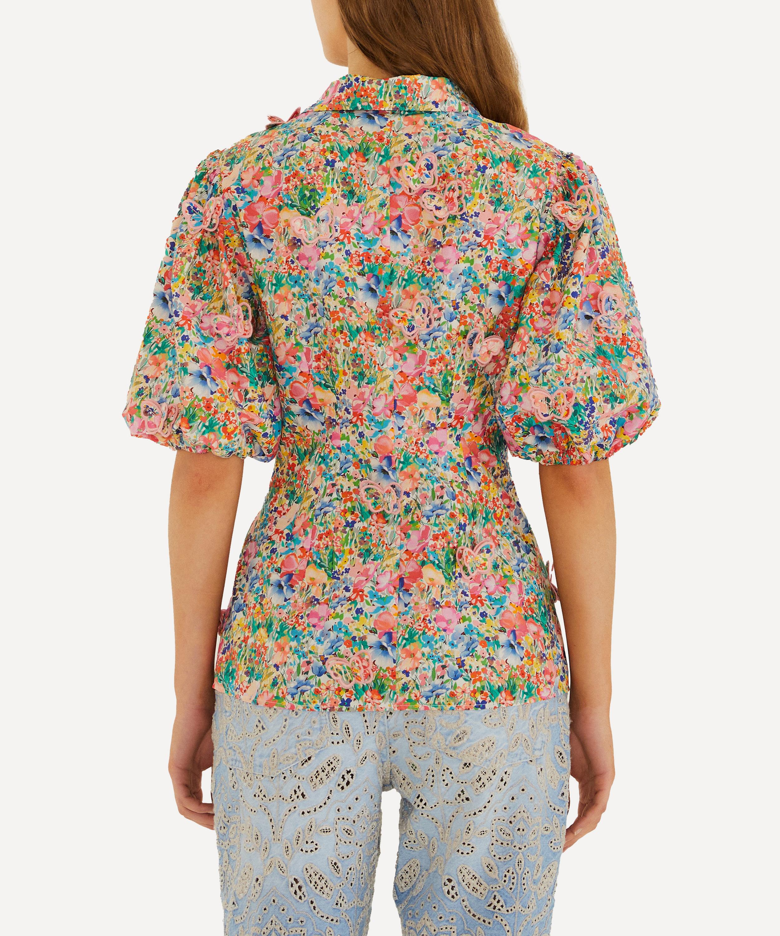 FARM Rio - Peasant Floral Off-White Butterflies Blouse image number 2