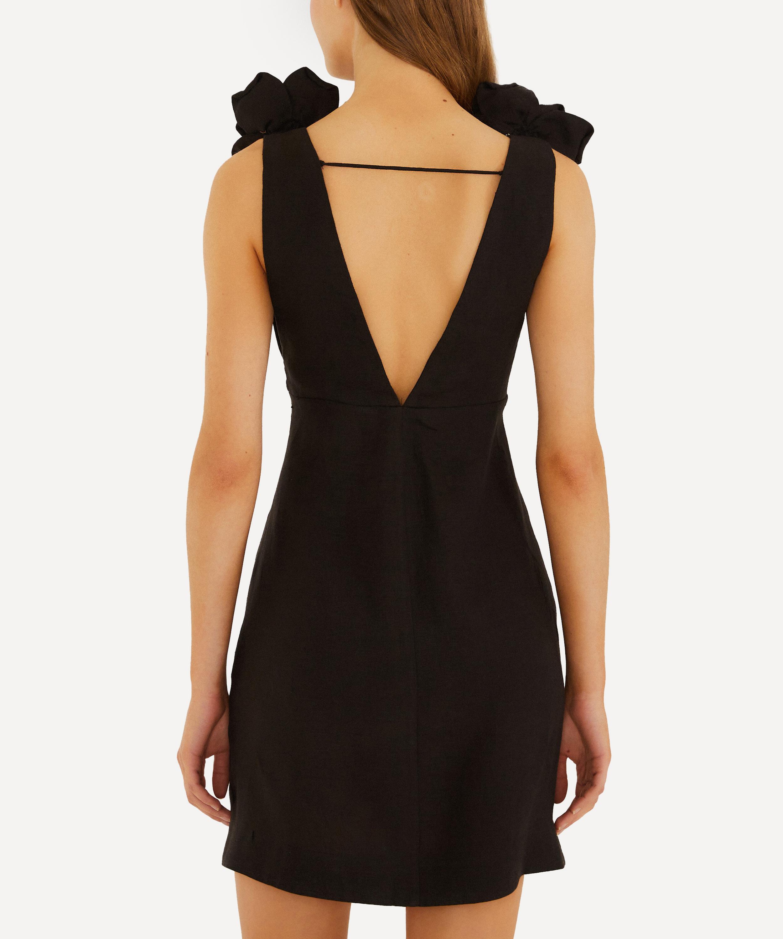 FARM Rio - Black 3D Flowers Sleeveless Mini Dress image number 1