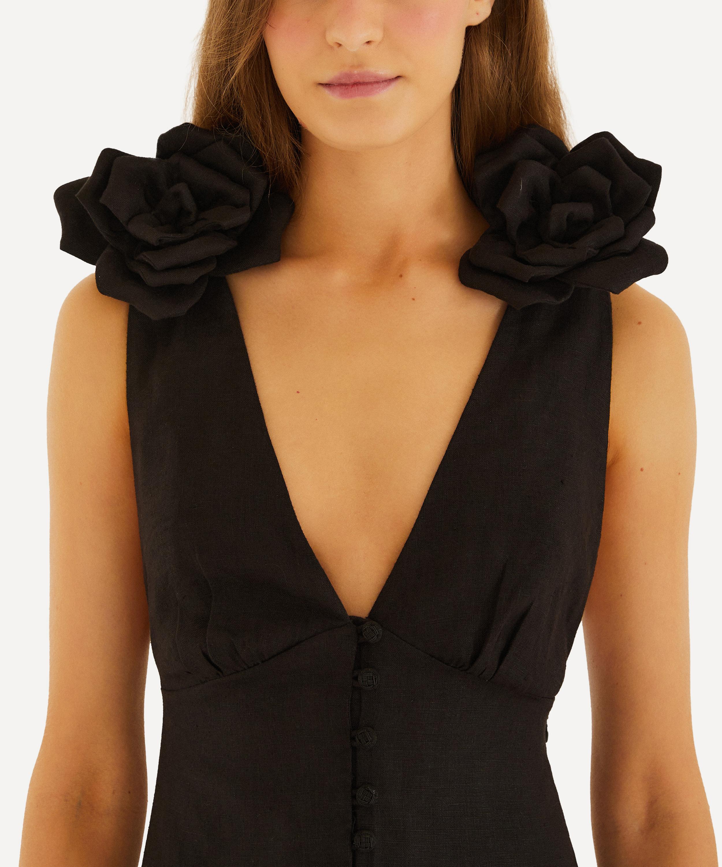 FARM Rio - Black 3D Flowers Sleeveless Mini Dress image number 2