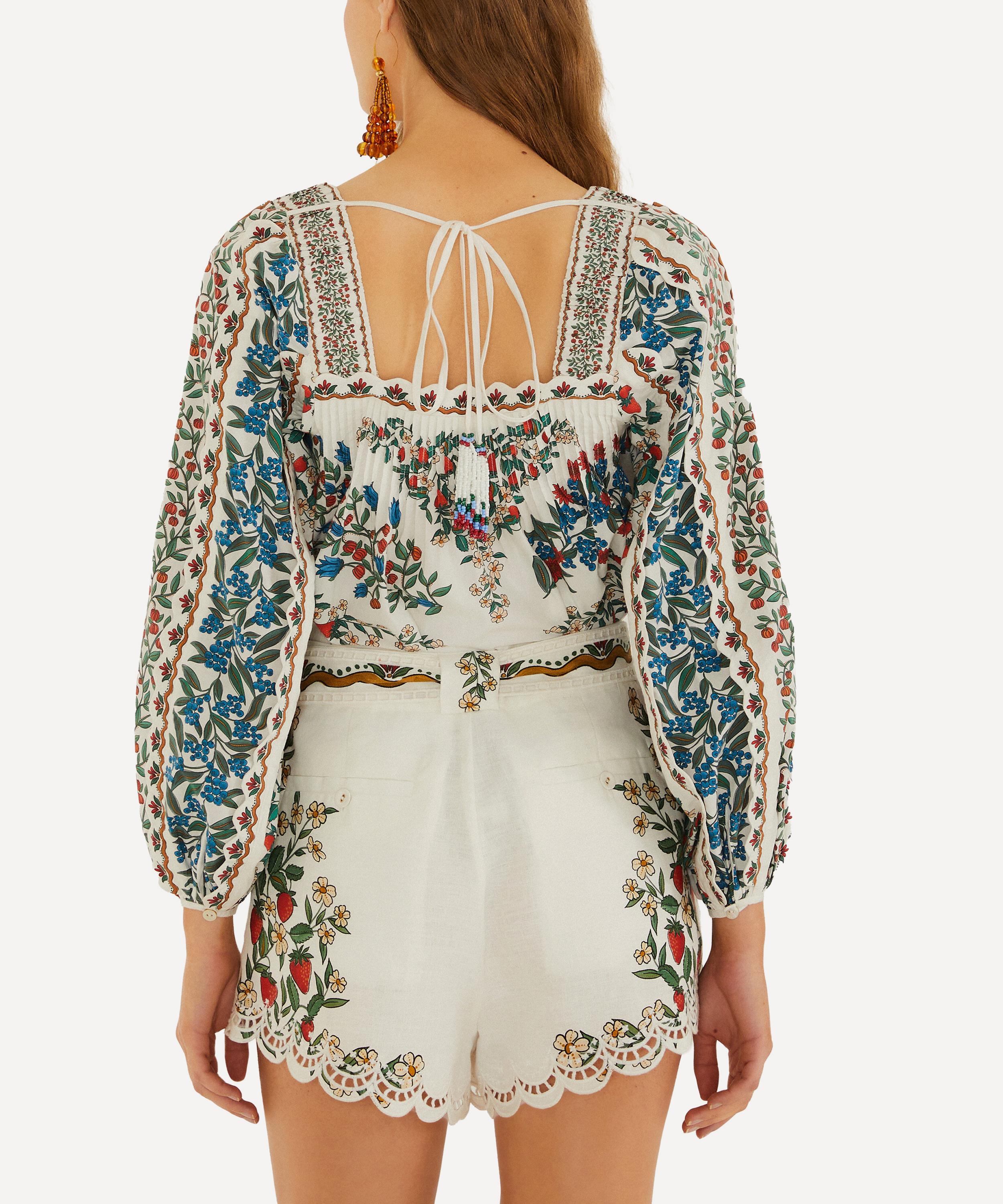 FARM Rio - Off-White Fruit Beauty Linen Richelieu Running Shorts image number 2