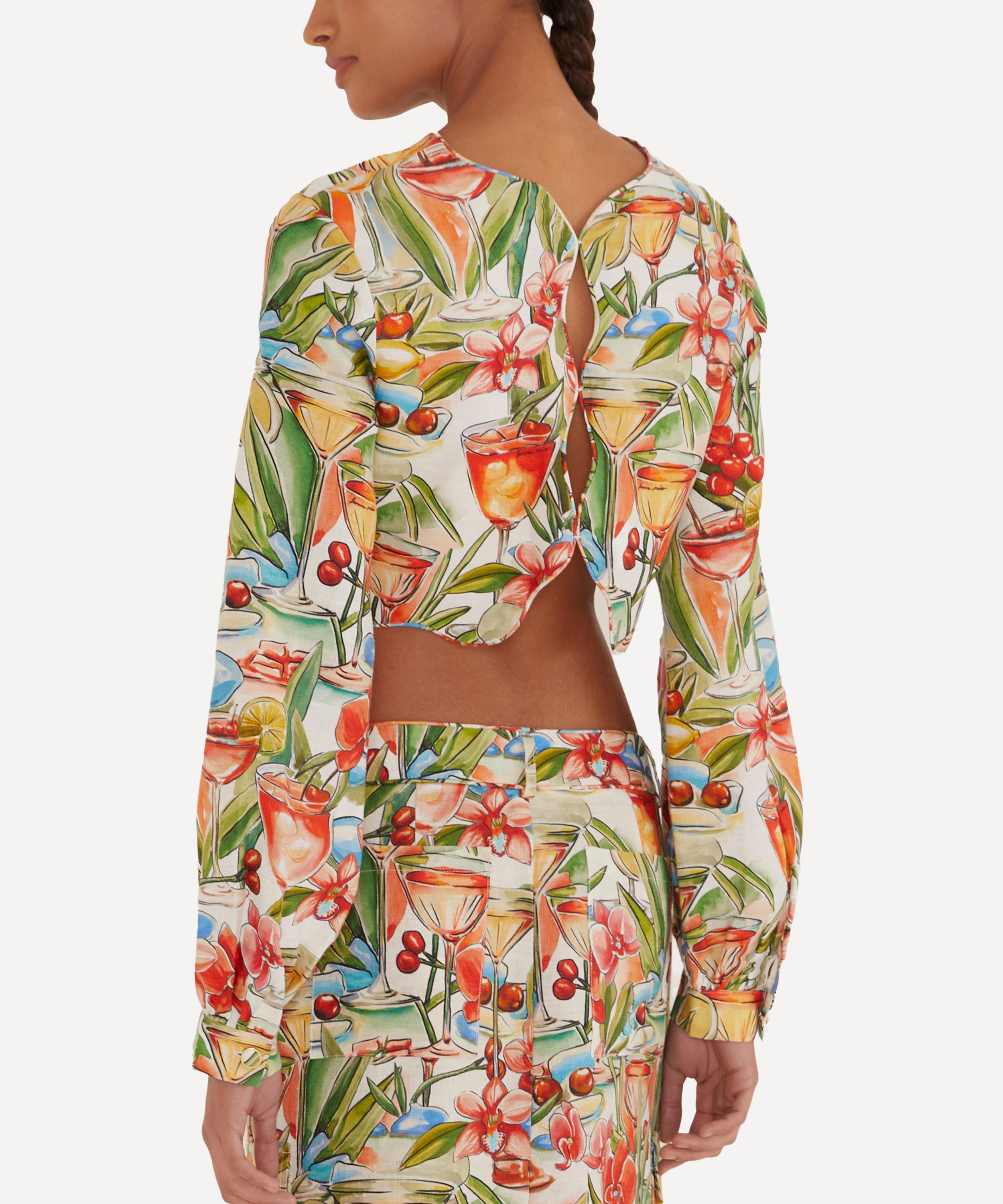 FARM Rio - Cocktail Off-White Wavy Long-Sleeve Top image number 1