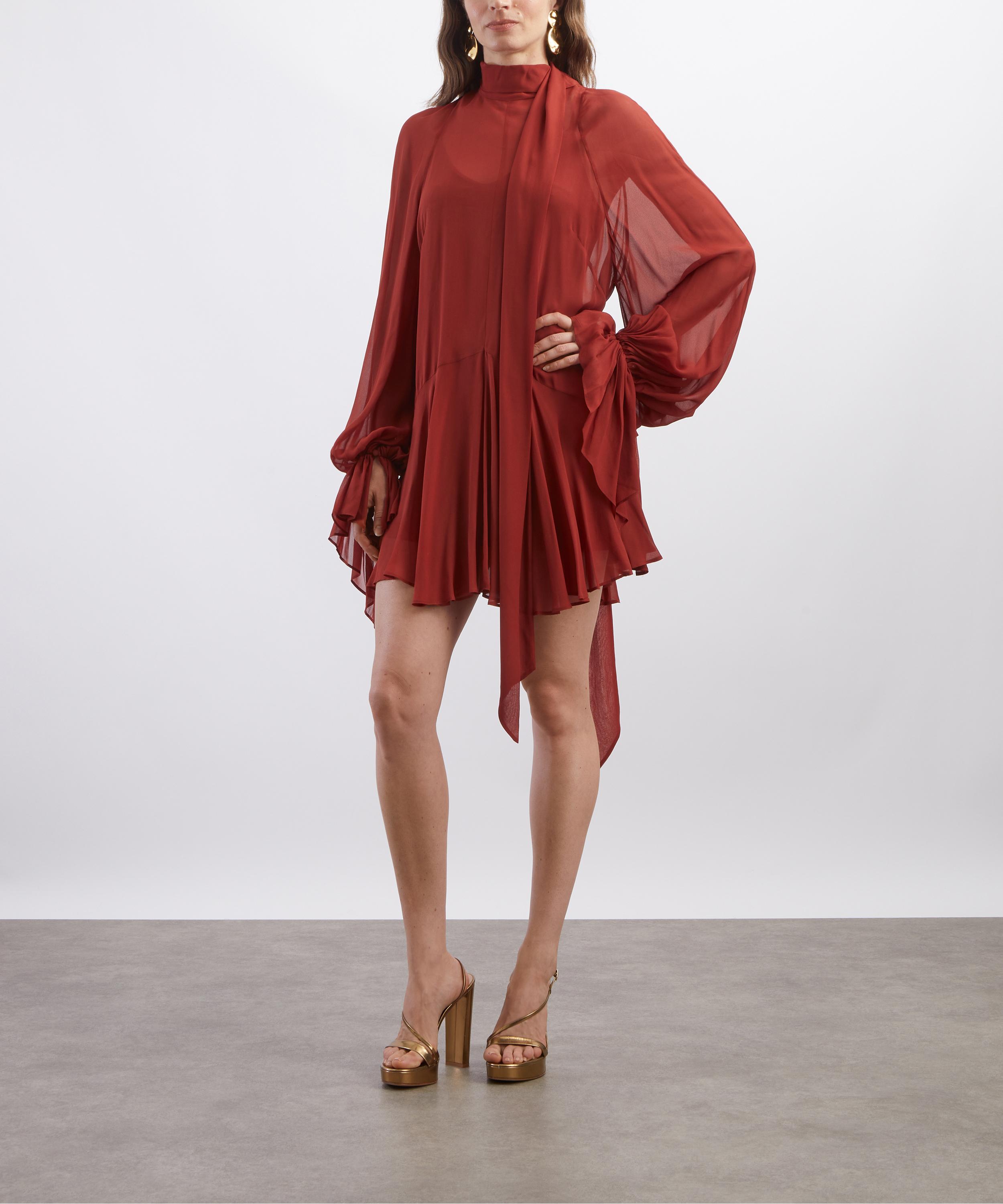 De La Vali - Casimiro Burnt Red Georgette Mini Dress image number 1