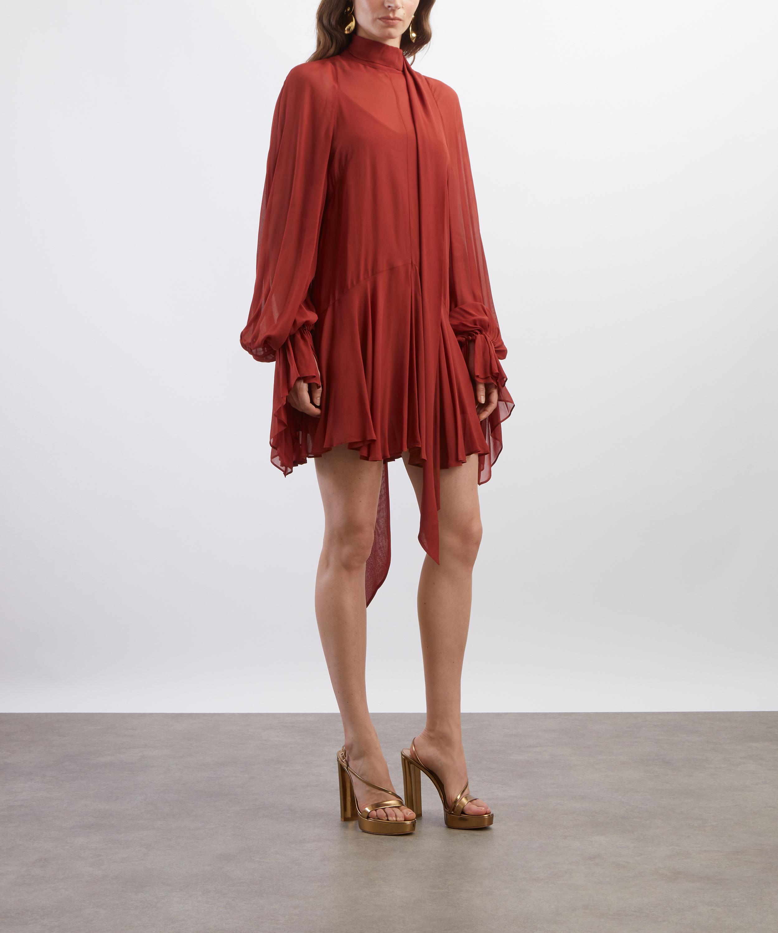 De La Vali - Casimiro Burnt Red Georgette Mini Dress image number 2