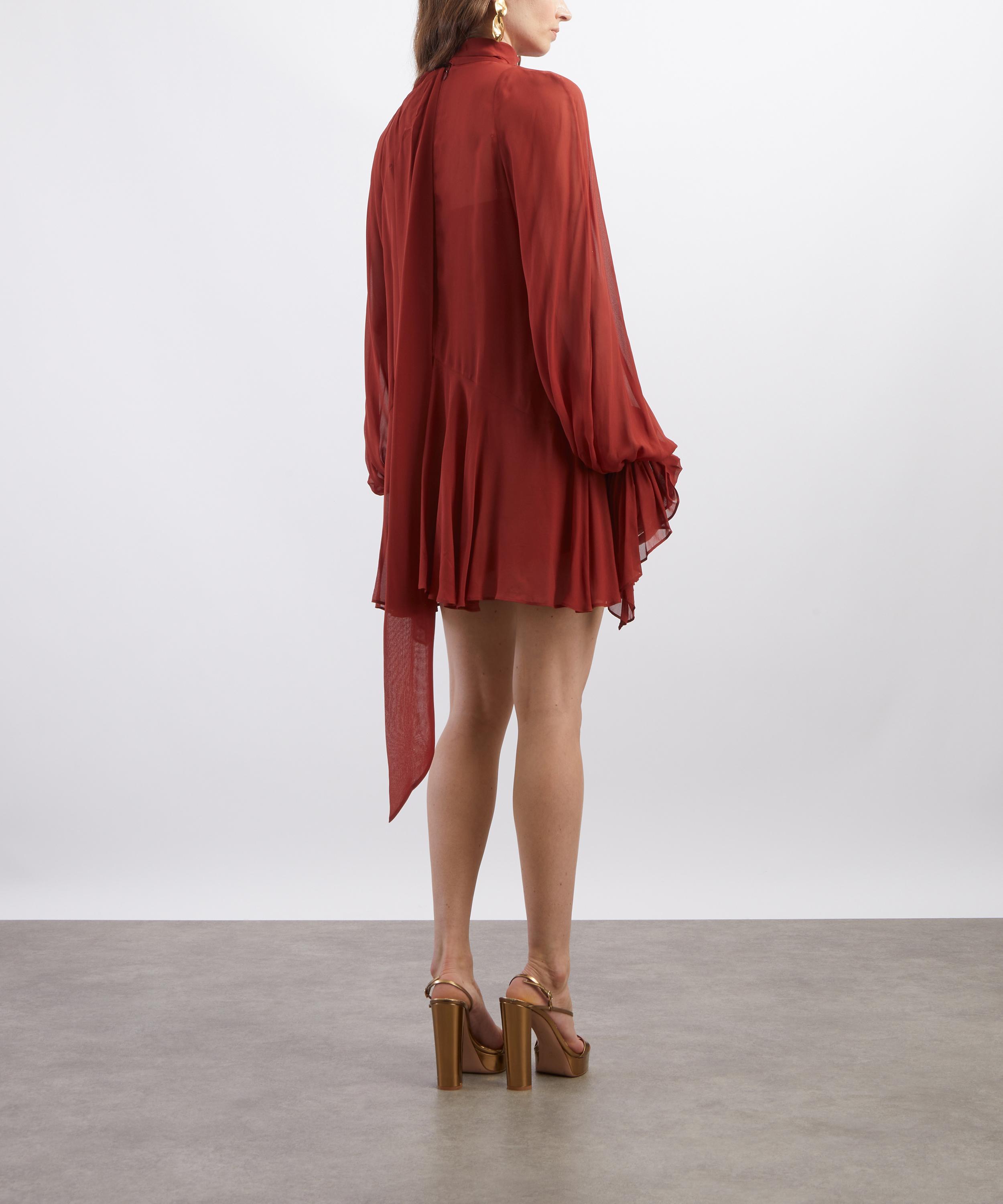 De La Vali - Casimiro Burnt Red Georgette Mini Dress image number 3