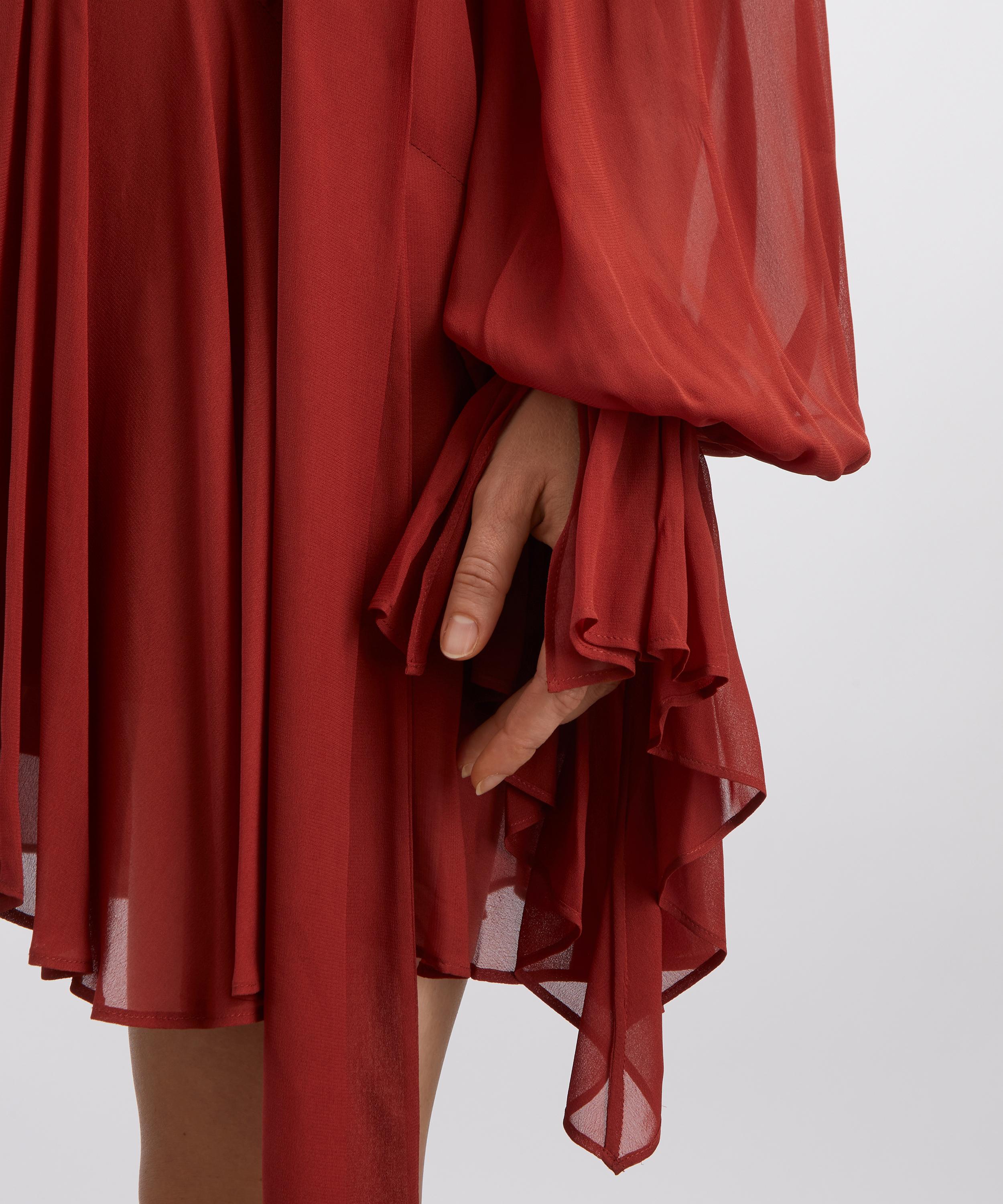 De La Vali - Casimiro Burnt Red Georgette Mini Dress image number 4