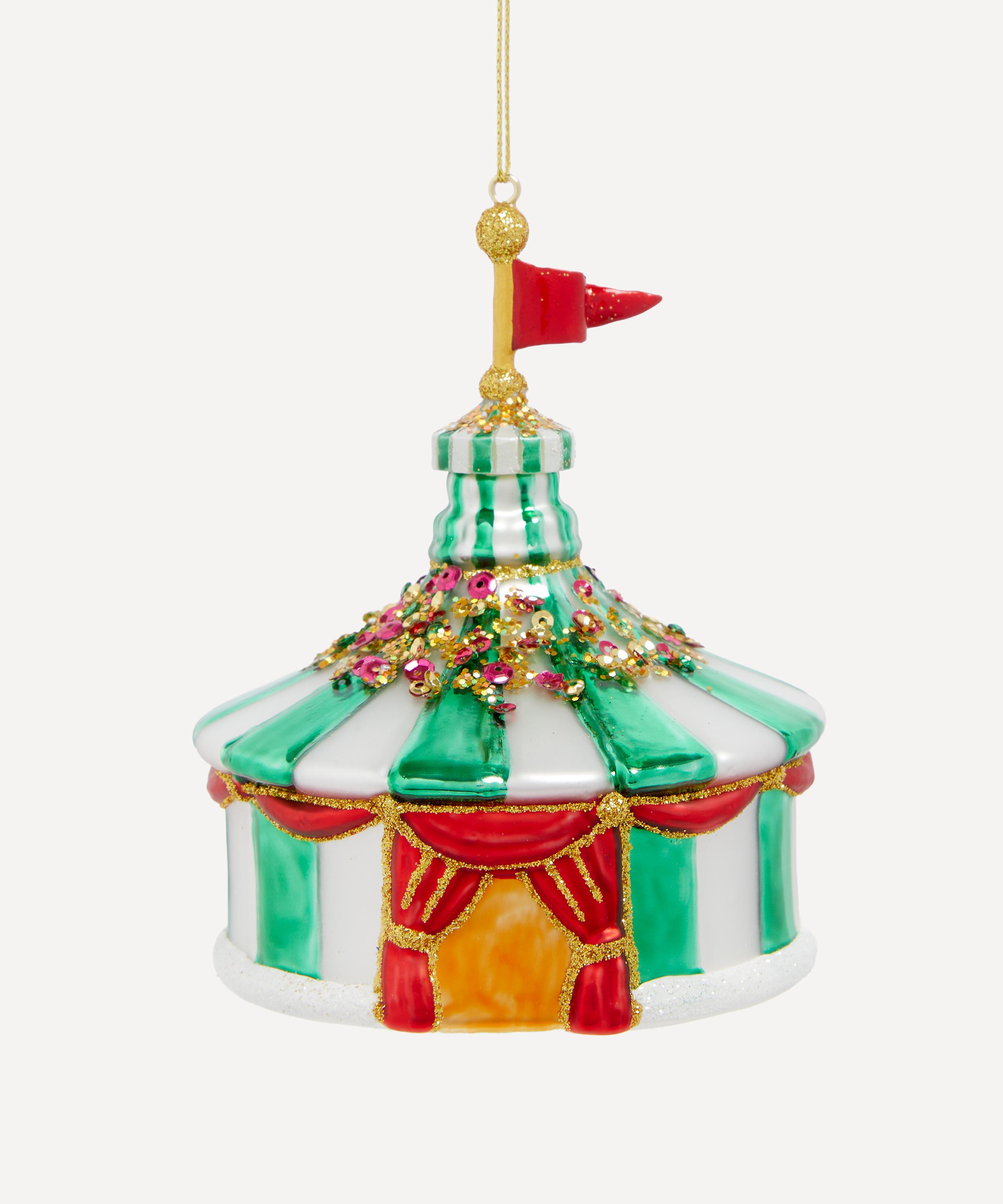 Christmas - Green Carnival Tent Glass Ornament image number 0