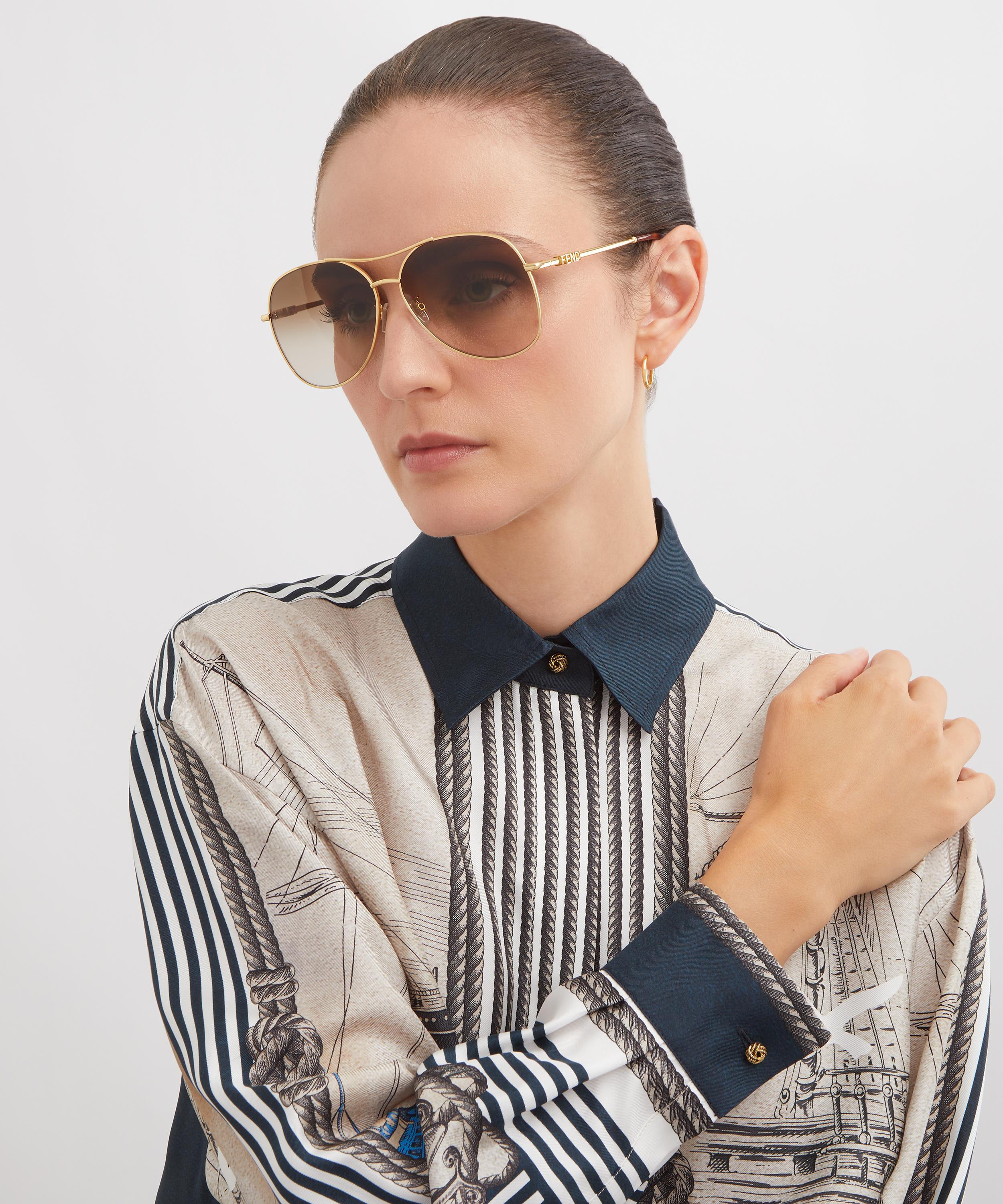 Fendi - Fendigraphy Yellow Pilot Sunglasses image number 1