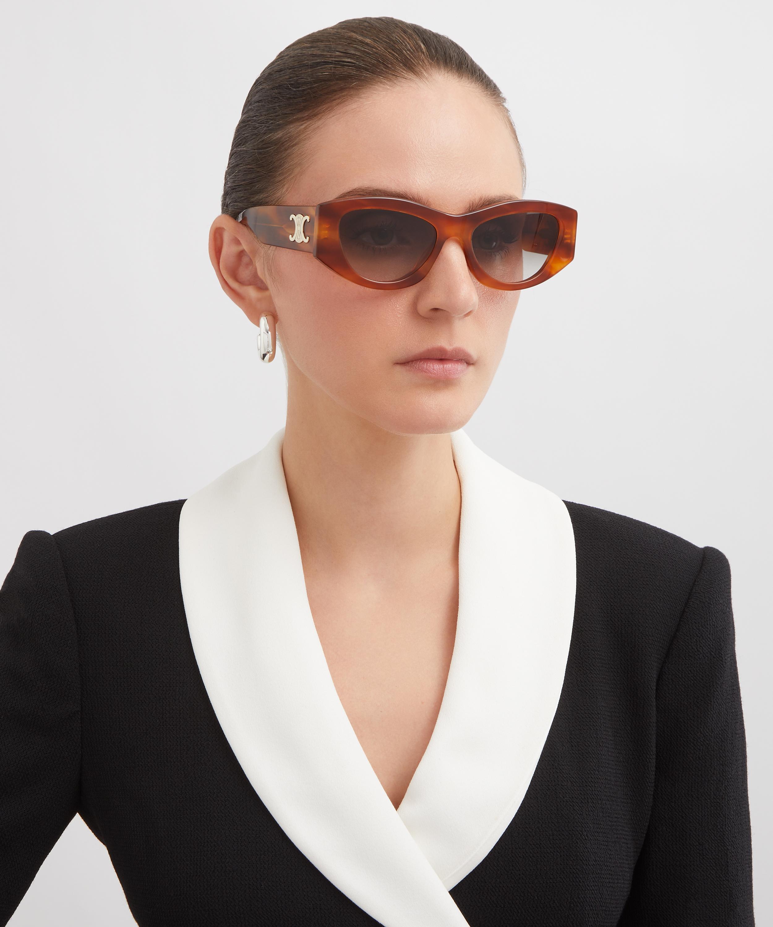 Celine - Triomphe Havana Geometric Sunglasses image number 1