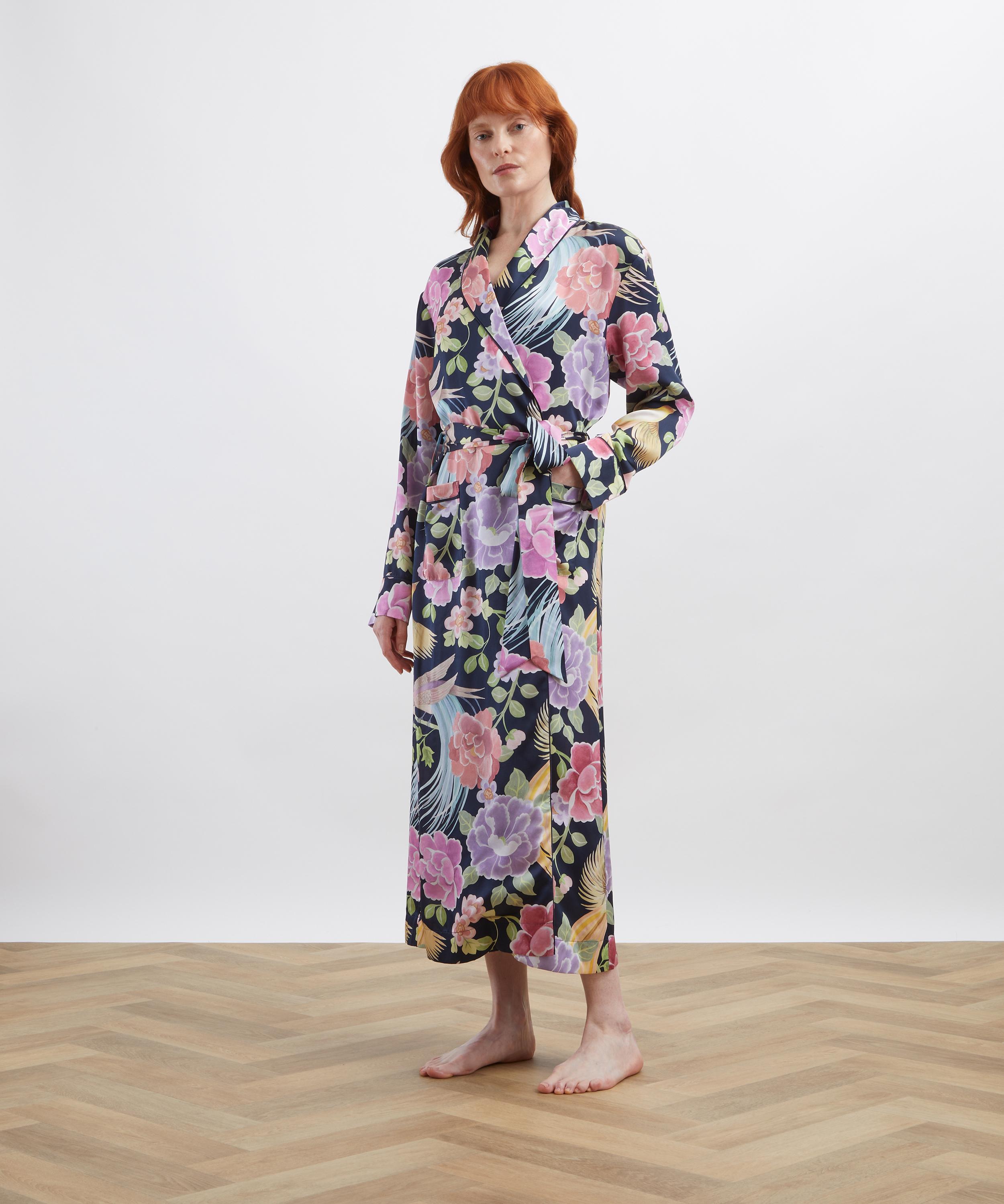 Liberty - Tropical Shawl Silk-Satin Robe&nbsp; image number 1