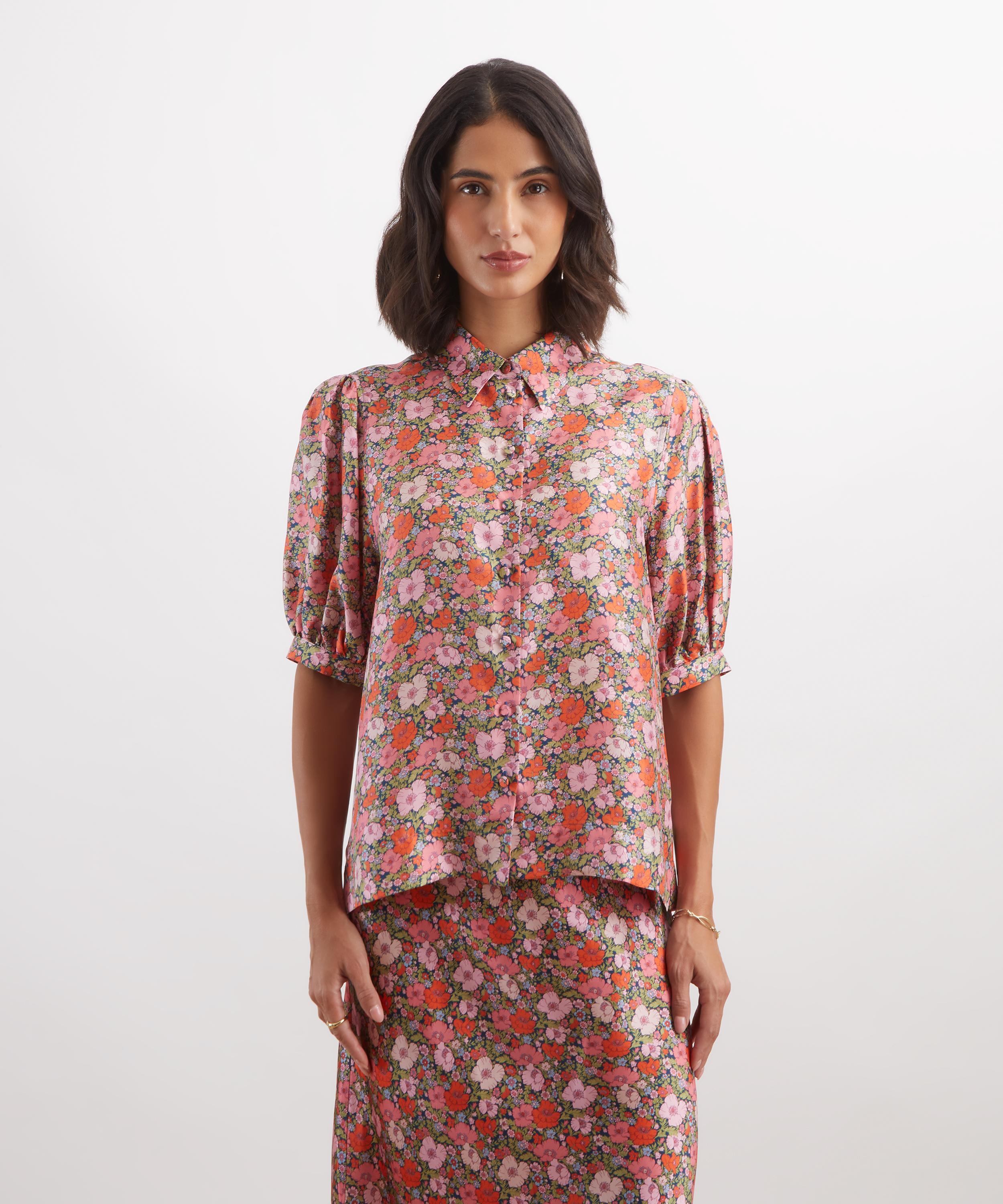 Liberty - Meadow Song Silk Puff-Sleeve Shirt&nbsp; image number 2