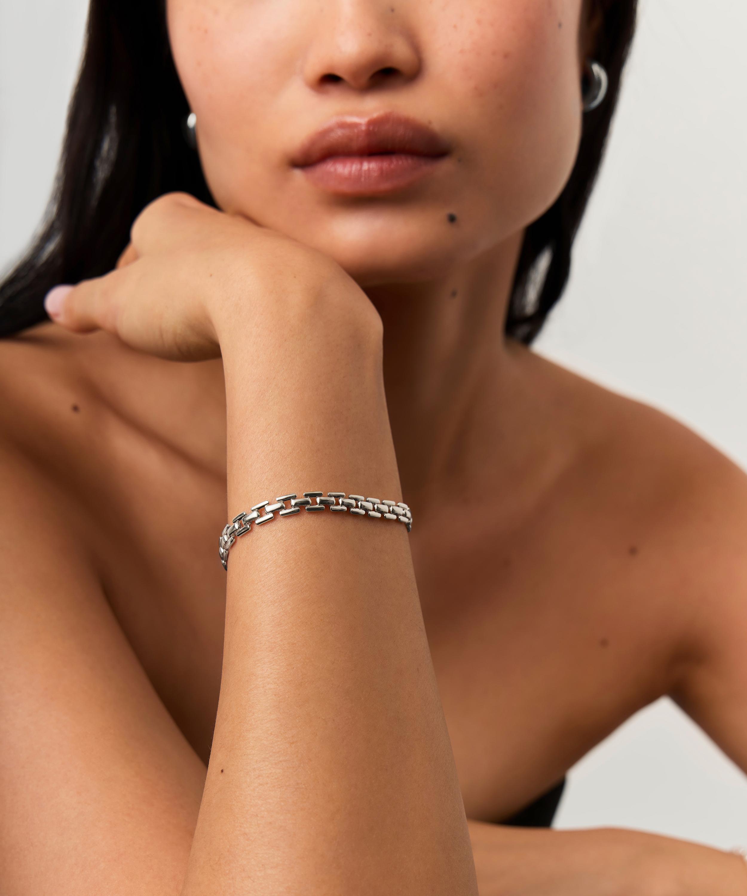 Missoma - Platinum-Plated Timepiece Link Chain Bracelet image number 1
