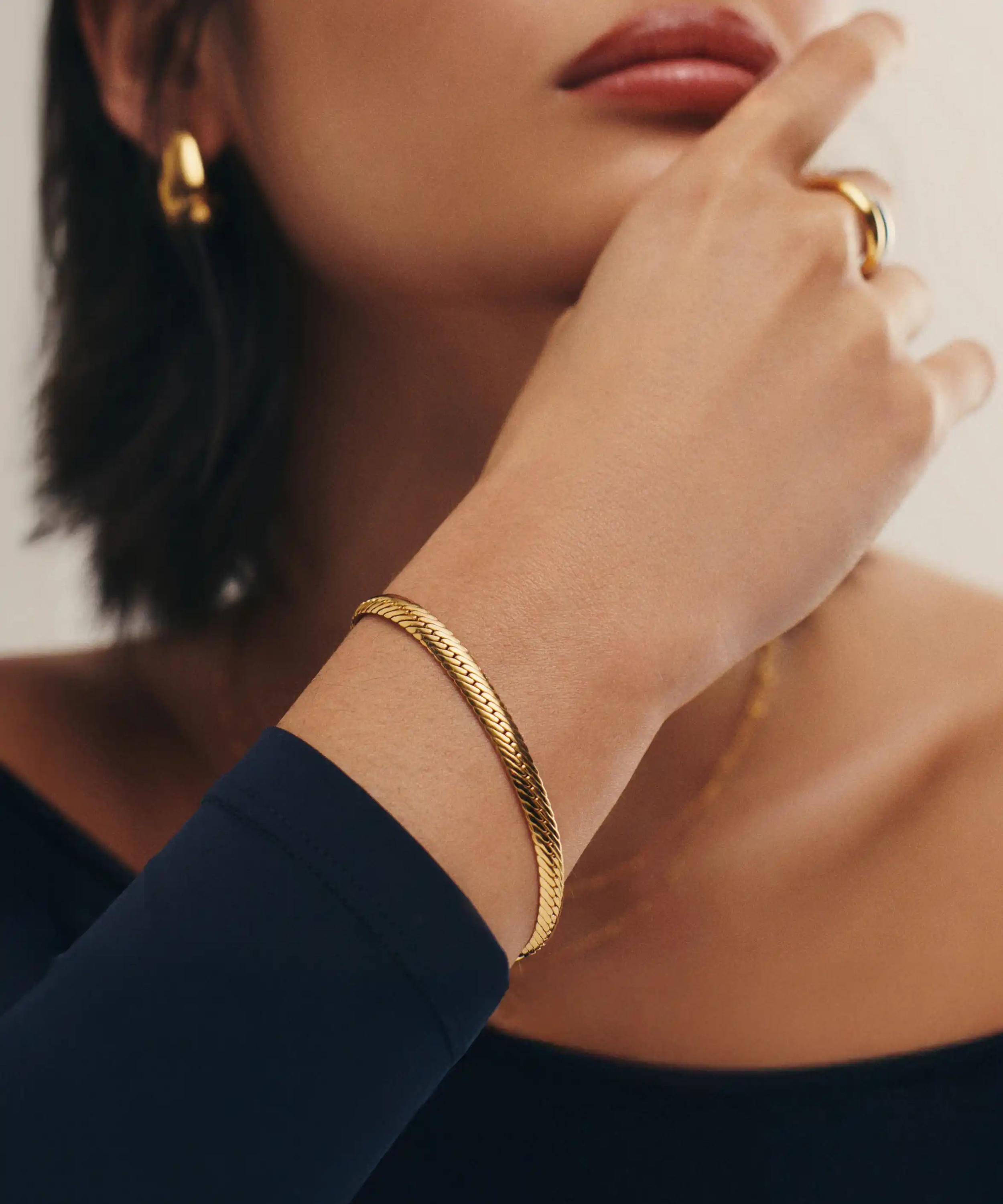 Missoma - 18ct Gold-Plated Wide Snake Chain Bracelet image number 1