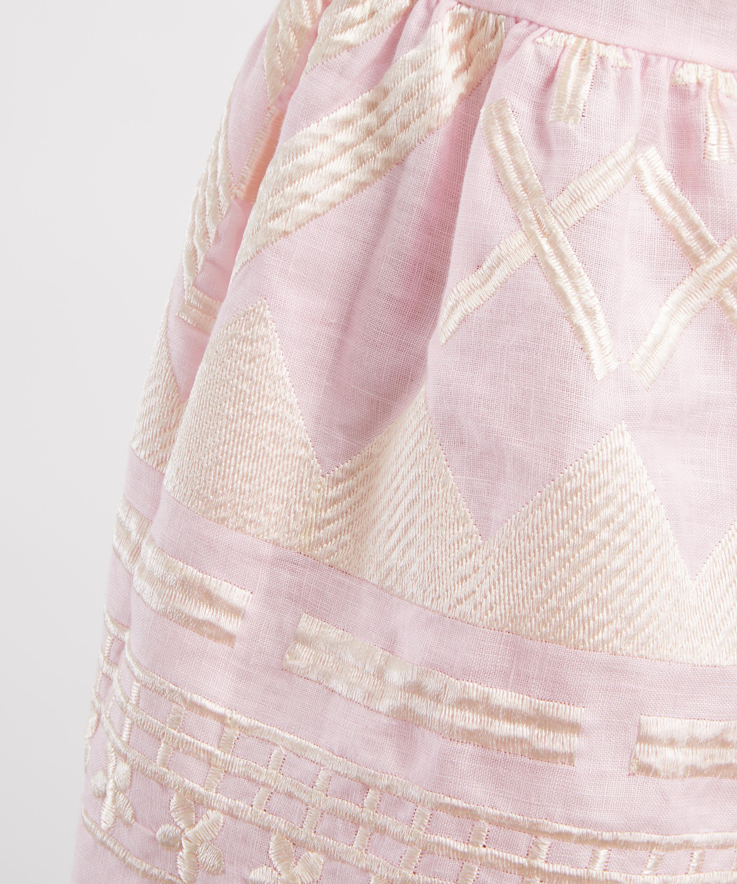 Kori - Pink Linen Feather Classic Top Blouse image number 4