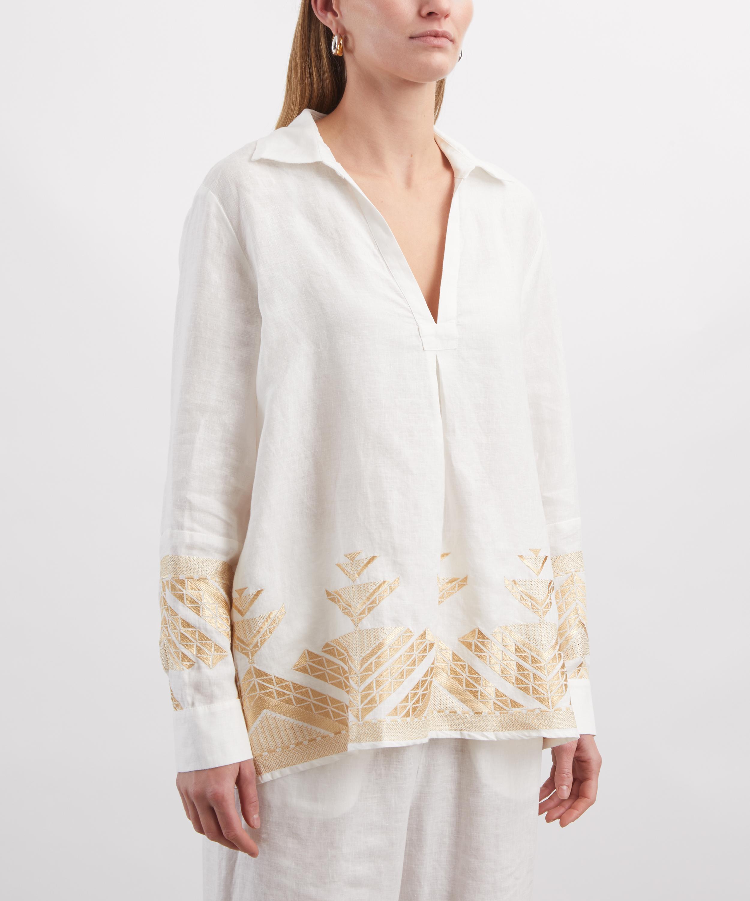 Kori - Pyramids Linen Embroidered Blouse image number 2