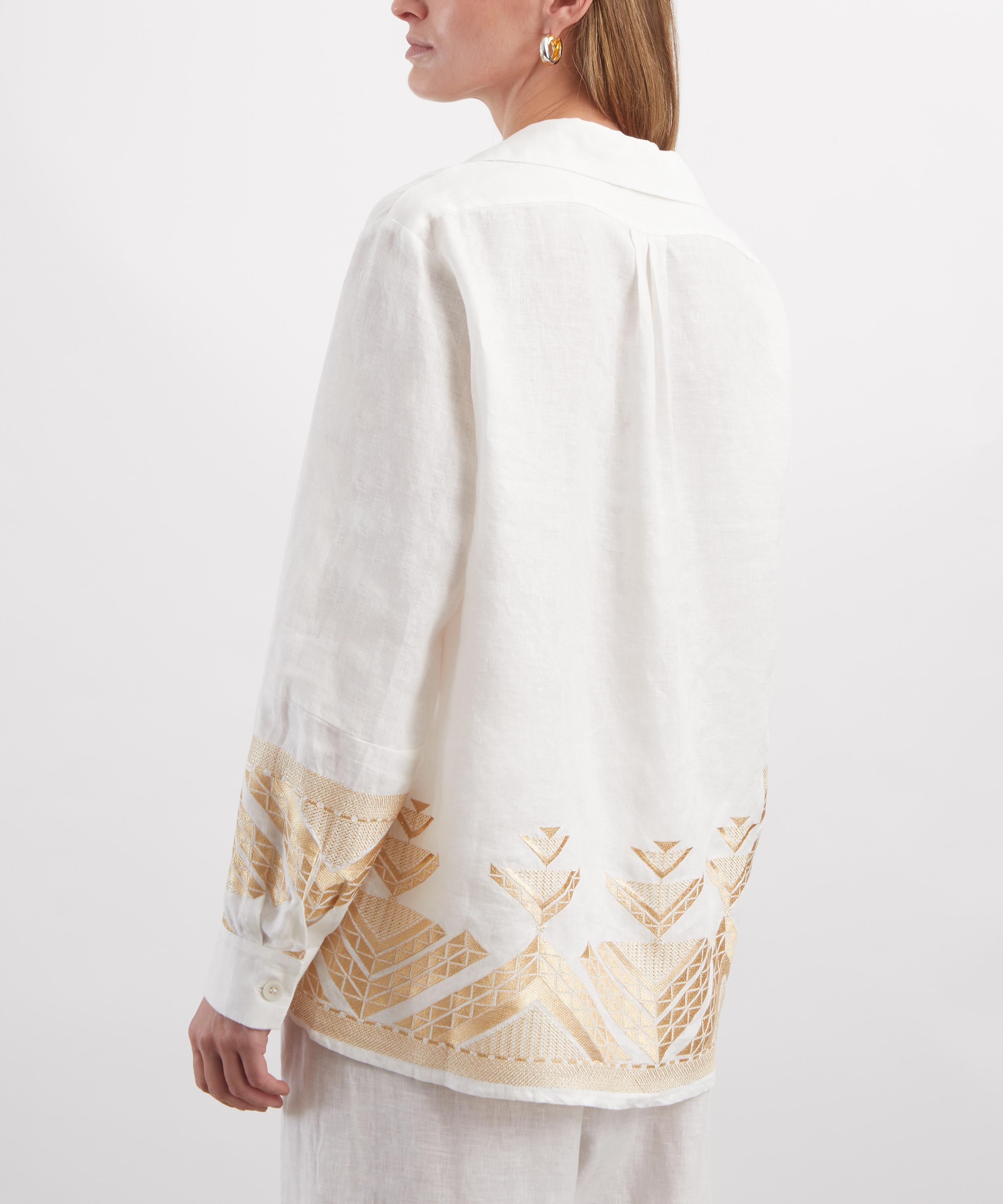 Kori - Pyramids Linen Embroidered Blouse image number 3
