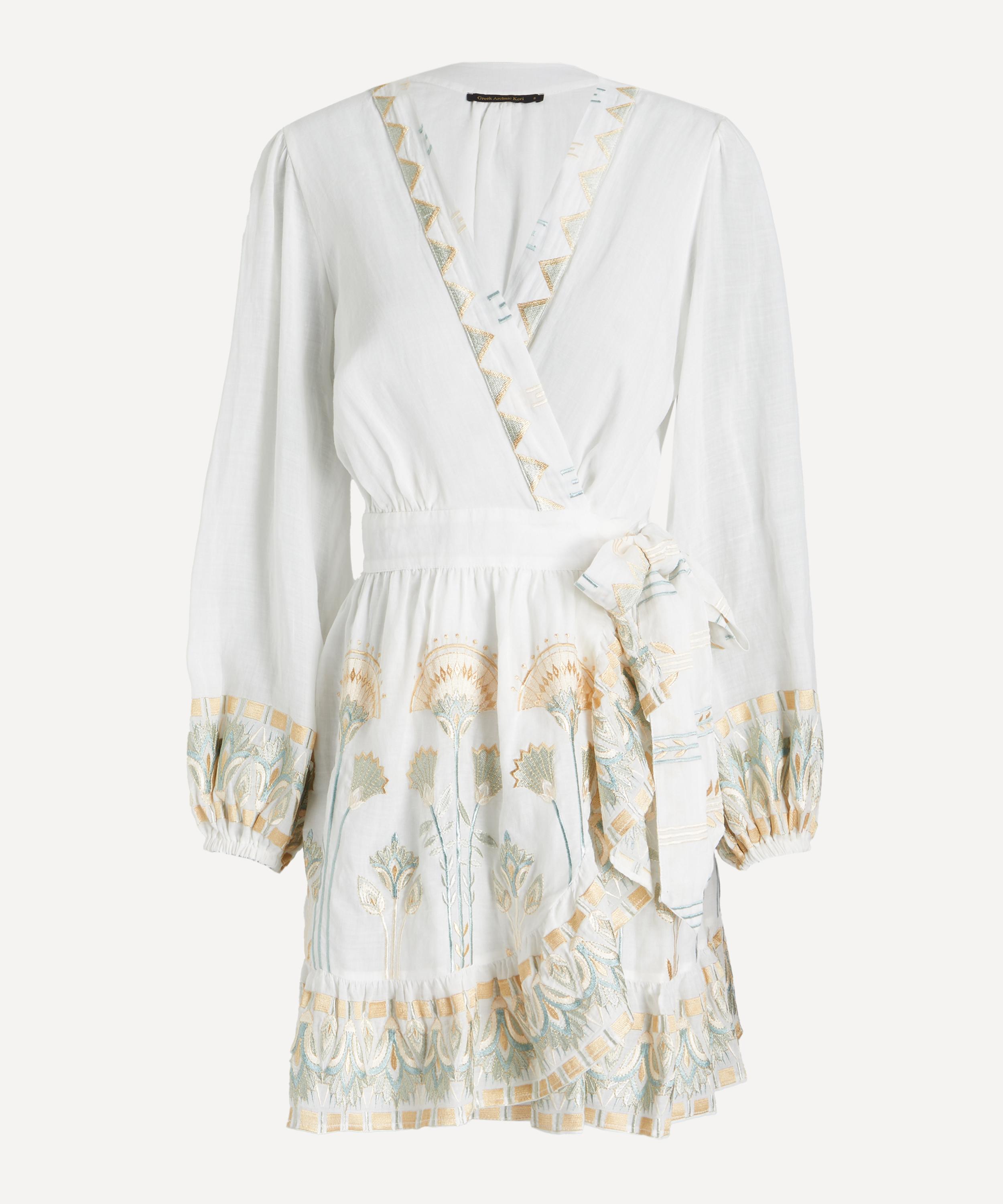 Kori - Papyrus Embroidered Linen Wrap Dress