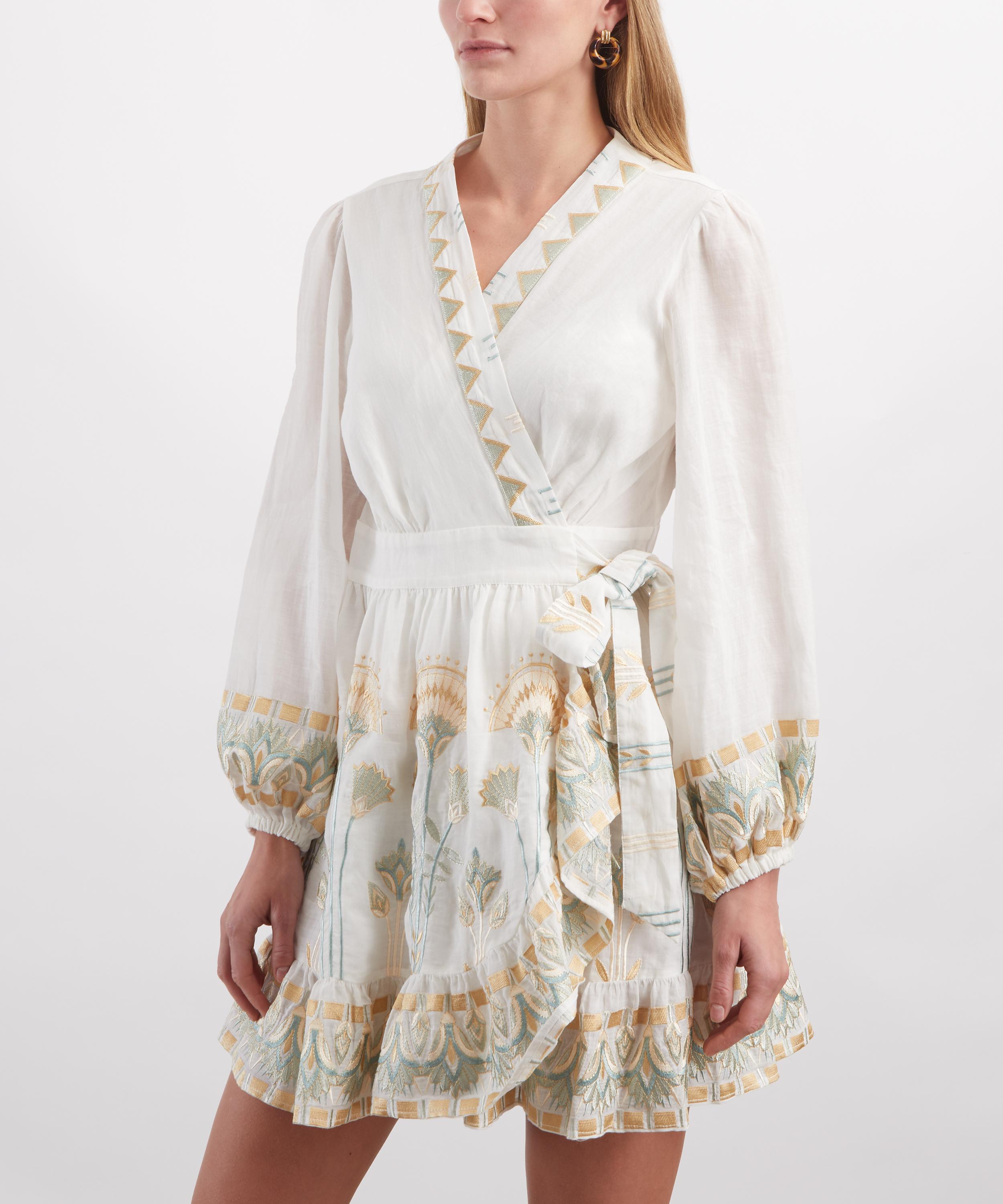 Kori - Papyrus Embroidered Linen Wrap Dress image number 2