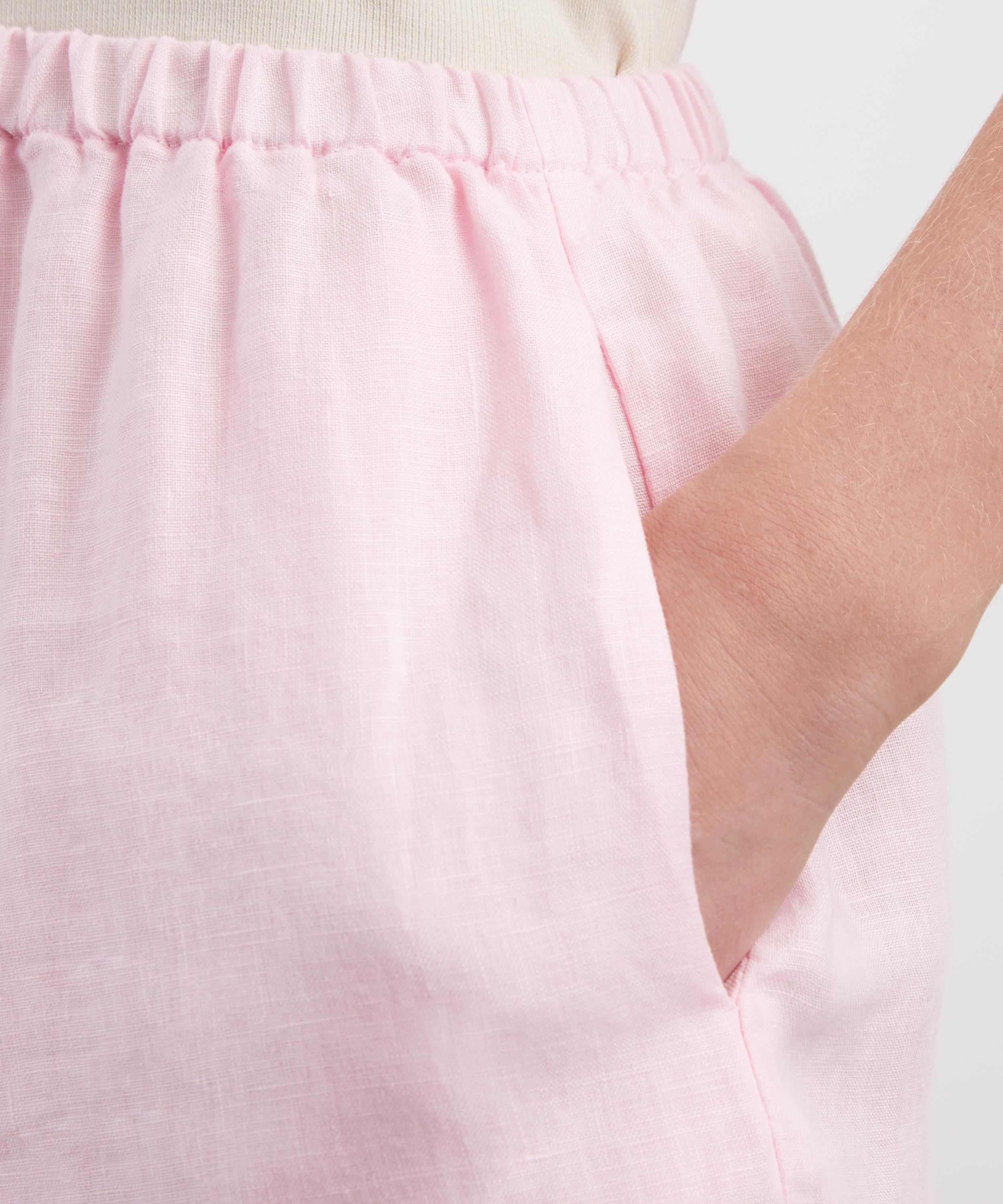 Kori - Pink Linen Embroidered Shorts image number 4