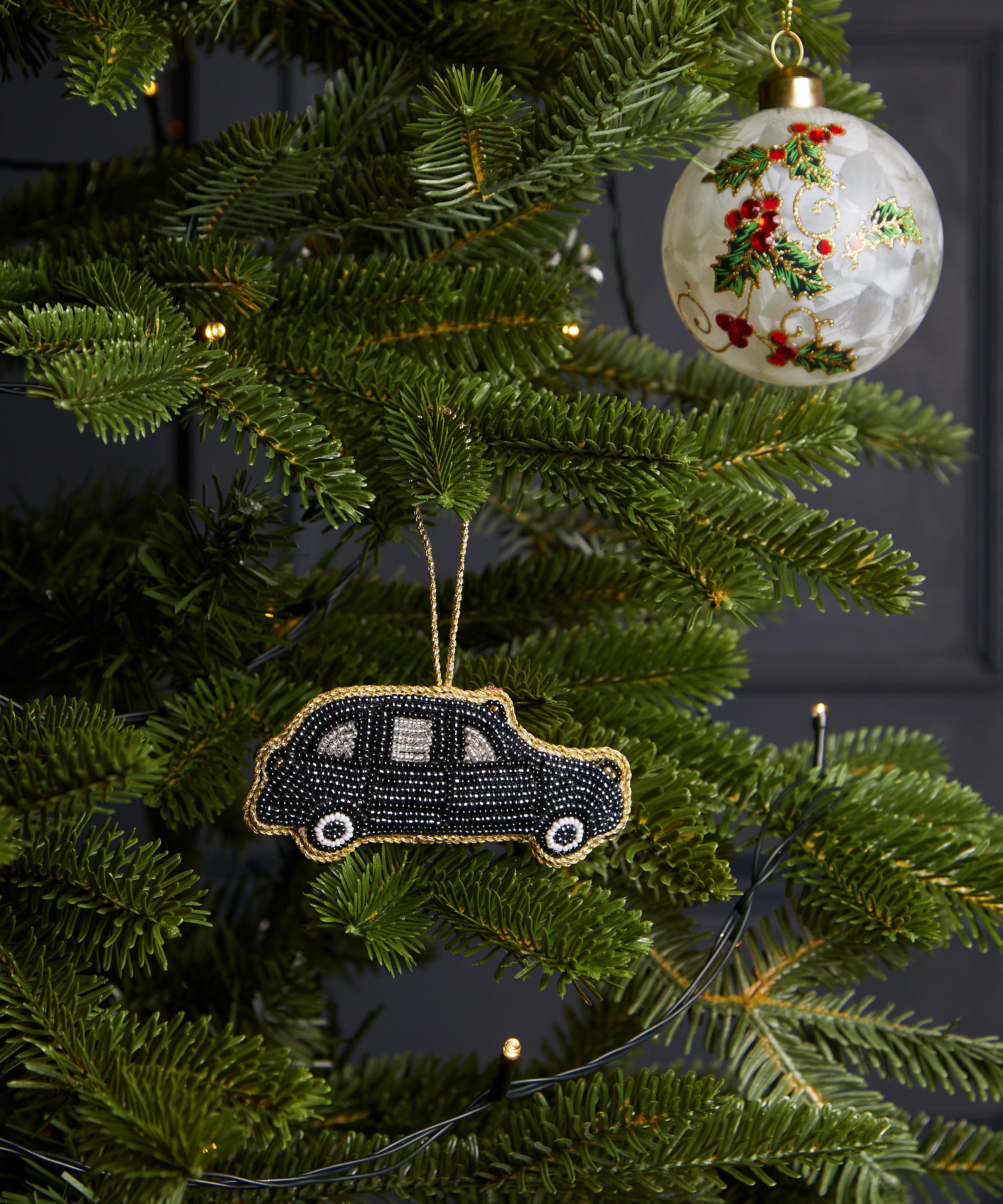 Christmas - Beaded Taxi Velvet Ornament image number 1