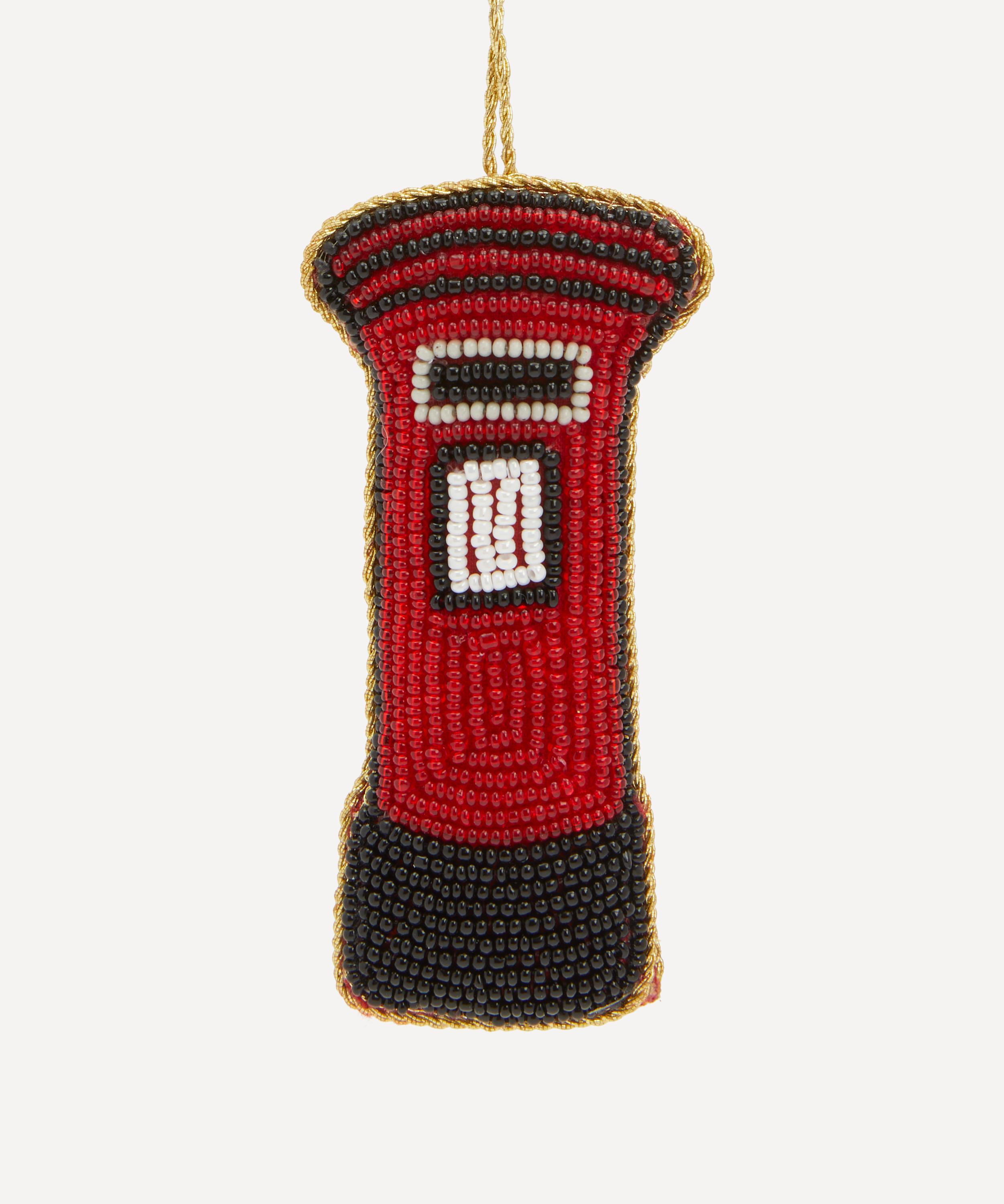 Christmas - Beaded Post Box Velvet Ornament image number 0