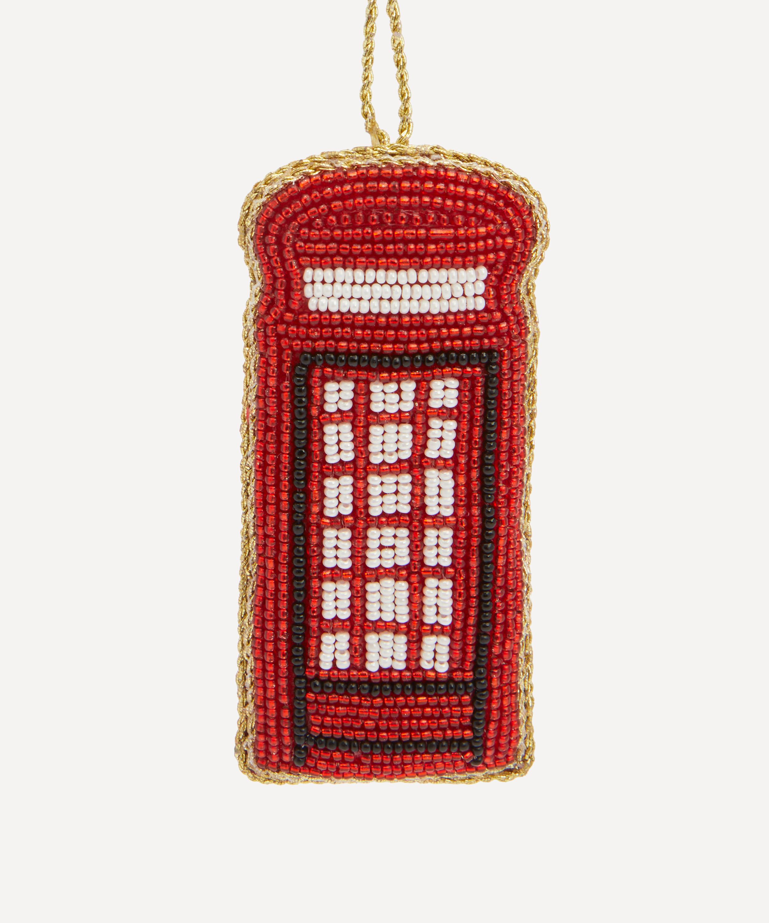 Christmas - Beaded Telephone Box Velvet Ornament image number 0