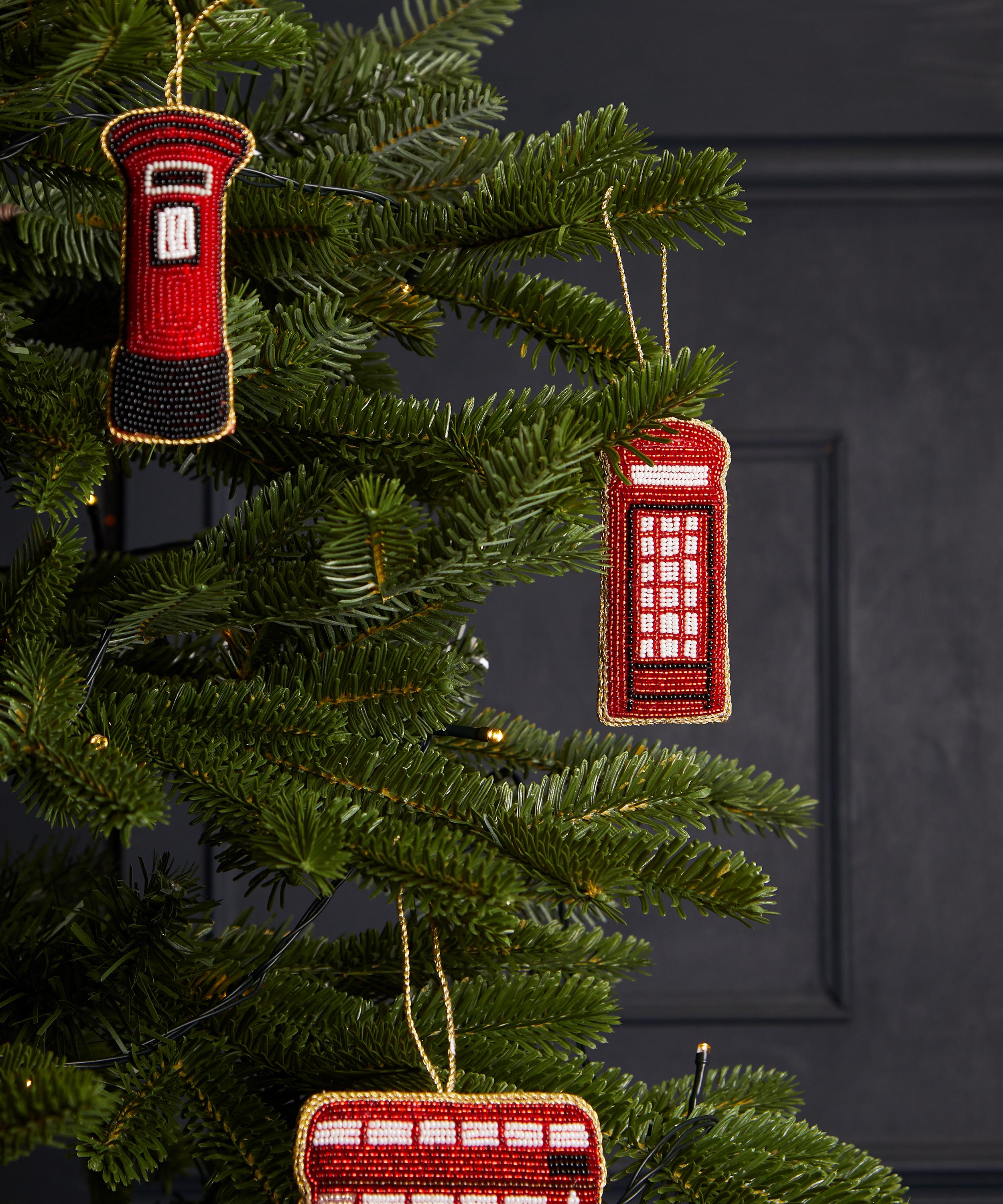 Christmas - Beaded Telephone Box Velvet Ornament image number 1