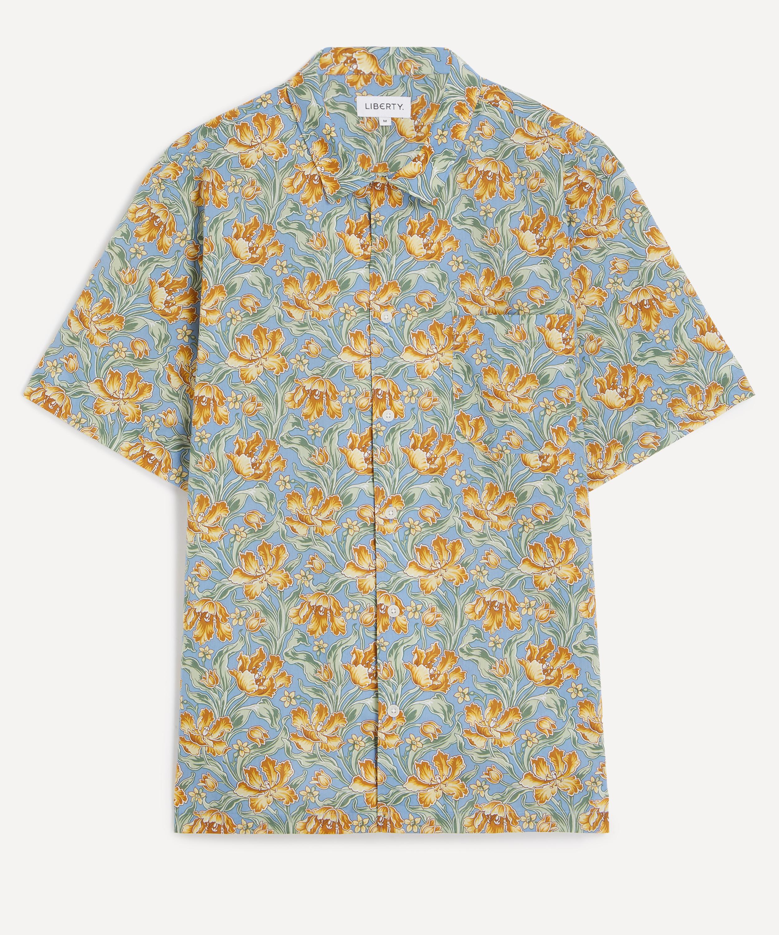 Liberty - Cuban Collar Tana Lawn&trade; Cotton Shirt in Archive Tulips&nbsp;