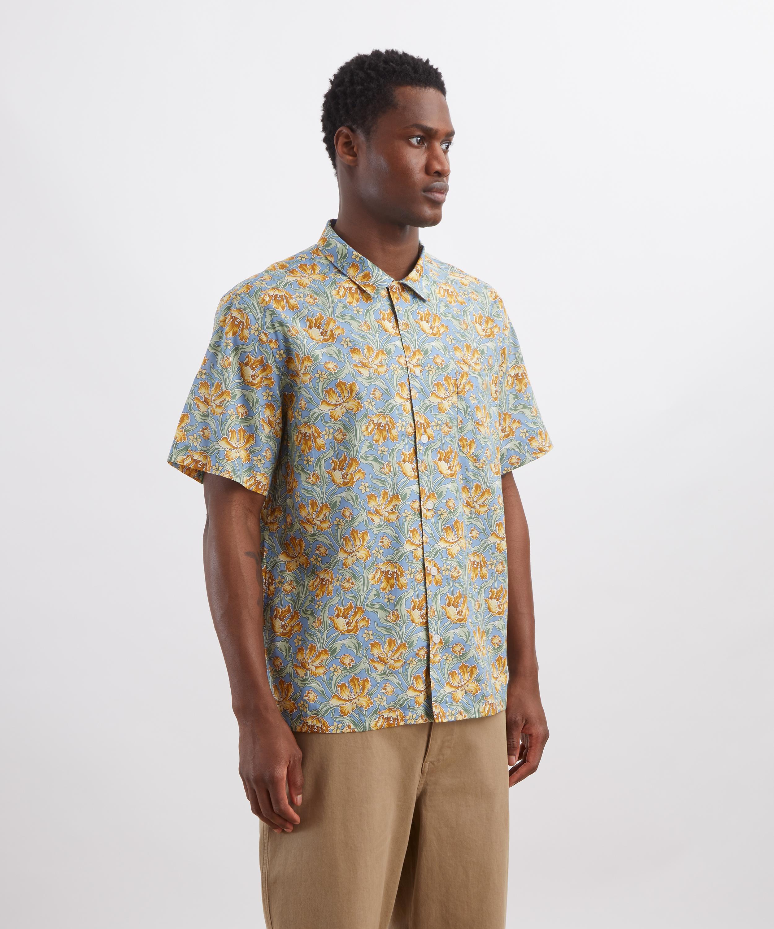 Liberty - Cuban Collar Tana Lawn&trade; Cotton Shirt in Archive Tulips&nbsp; image number 2