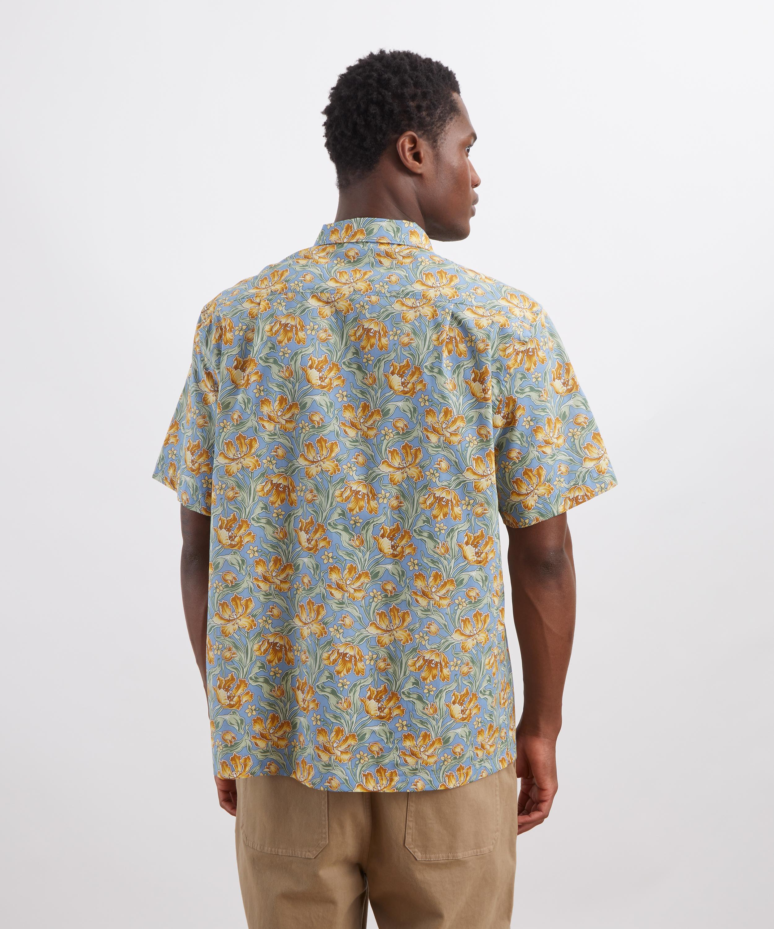Liberty - Cuban Collar Tana Lawn&trade; Cotton Shirt in Archive Tulips&nbsp; image number 3