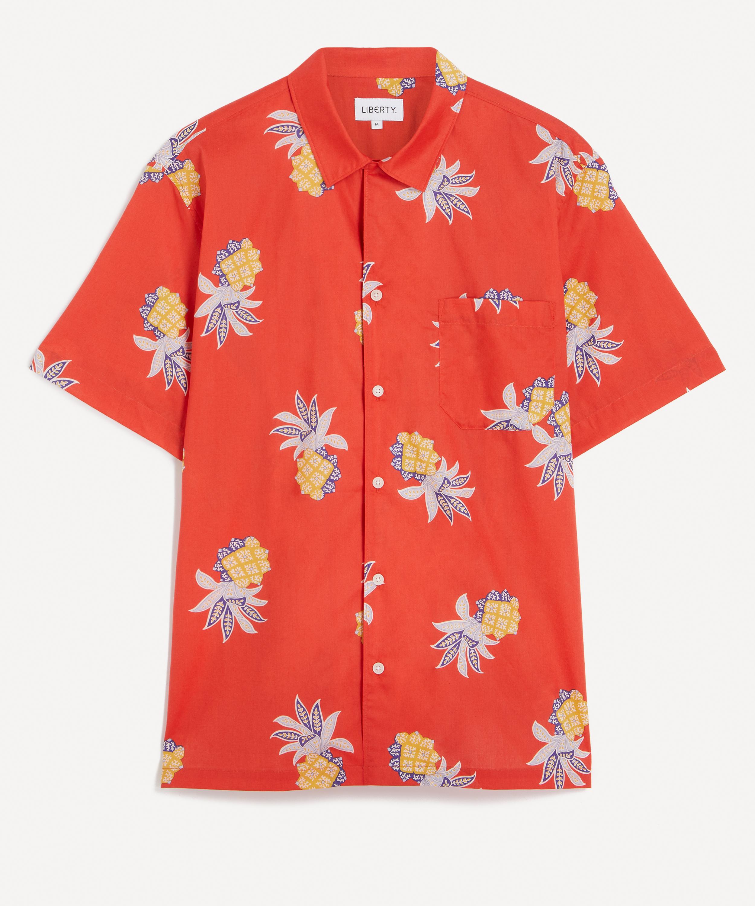Liberty - Cuban Collar Tana Lawn&trade; Cotton Shirt in Pineapple Crush