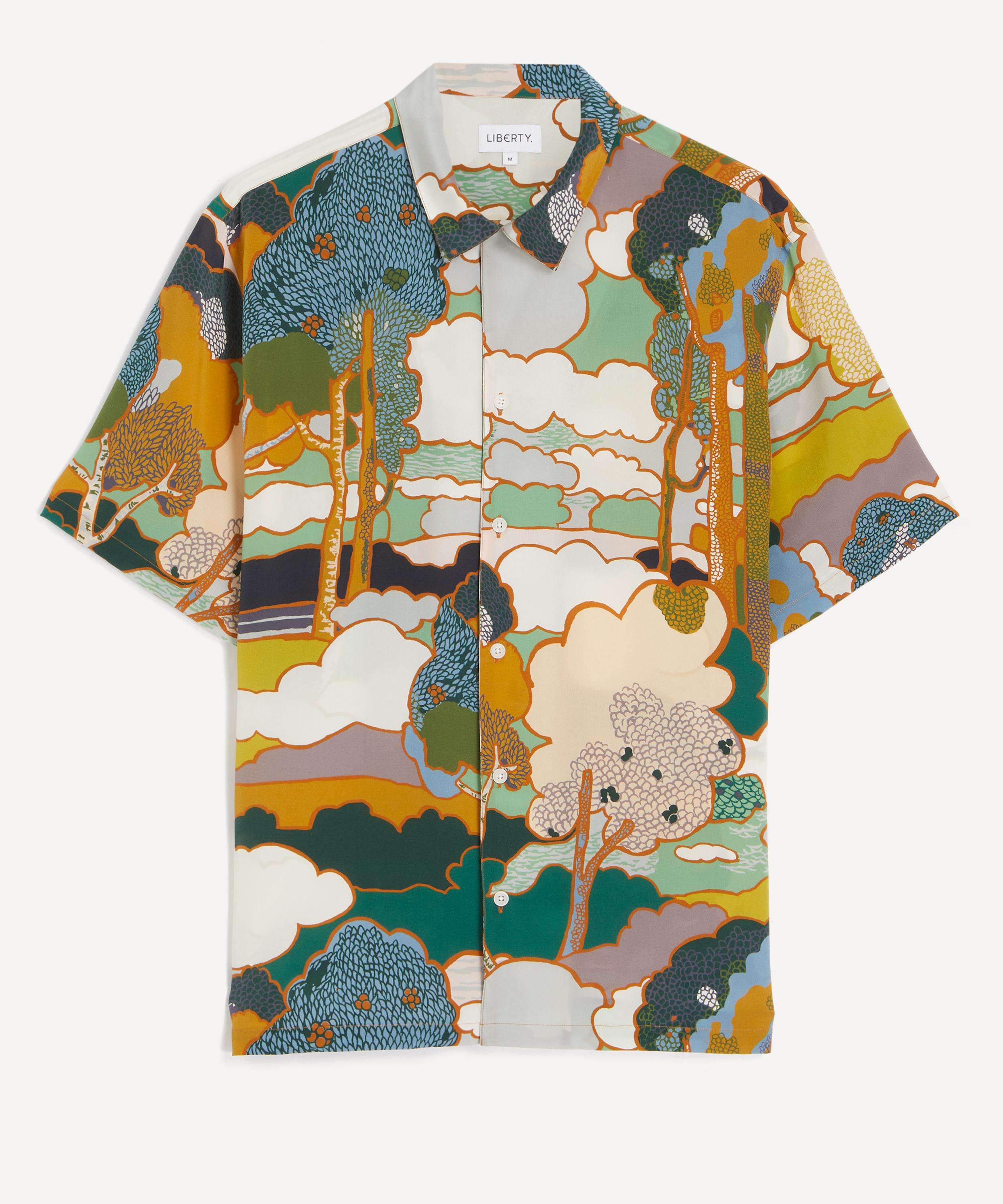 Liberty - Cuban Collar Silk Shirt in Prospect Place&nbsp;
