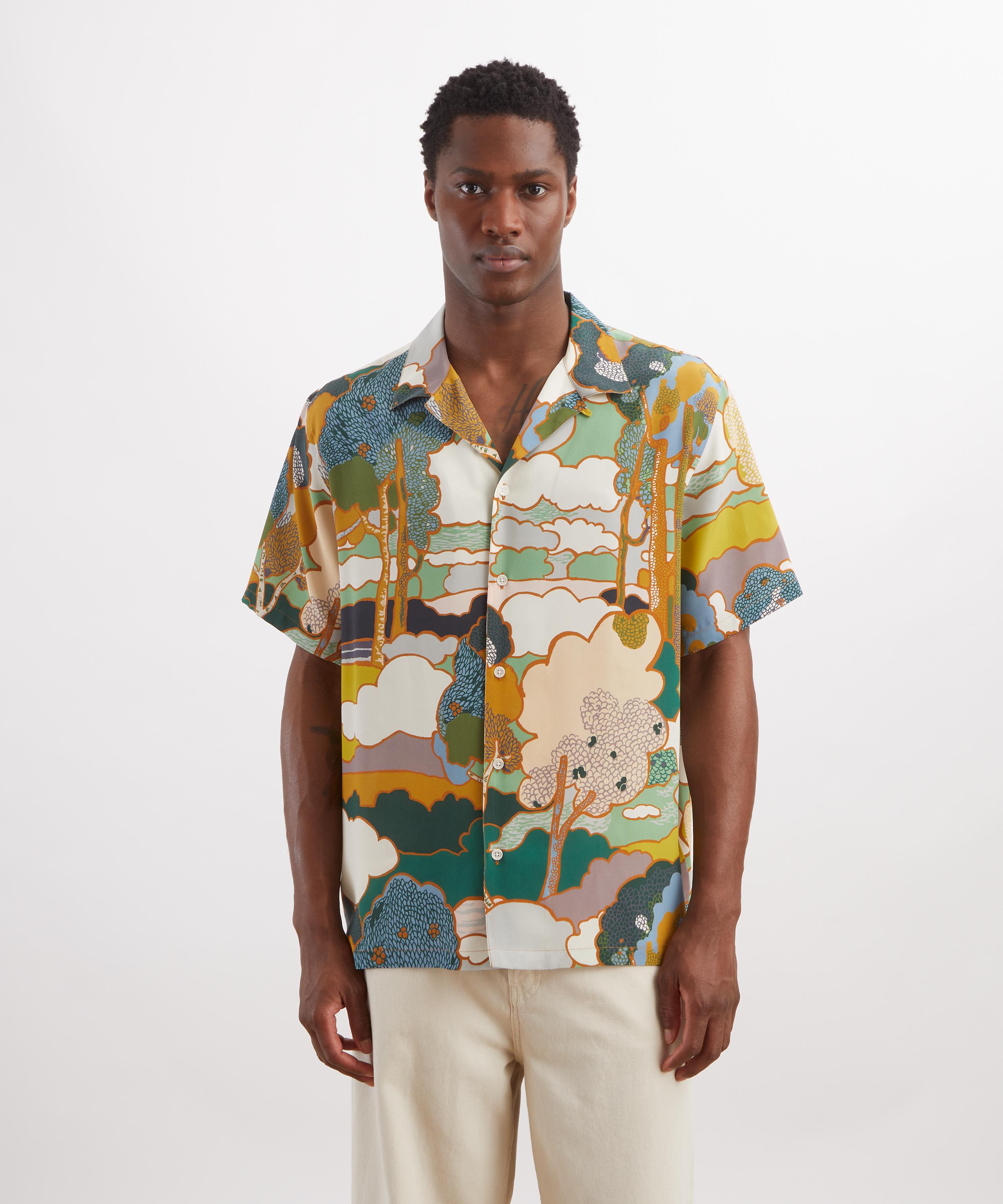 Liberty - Cuban Collar Silk Shirt in Prospect Place&nbsp; image number 2