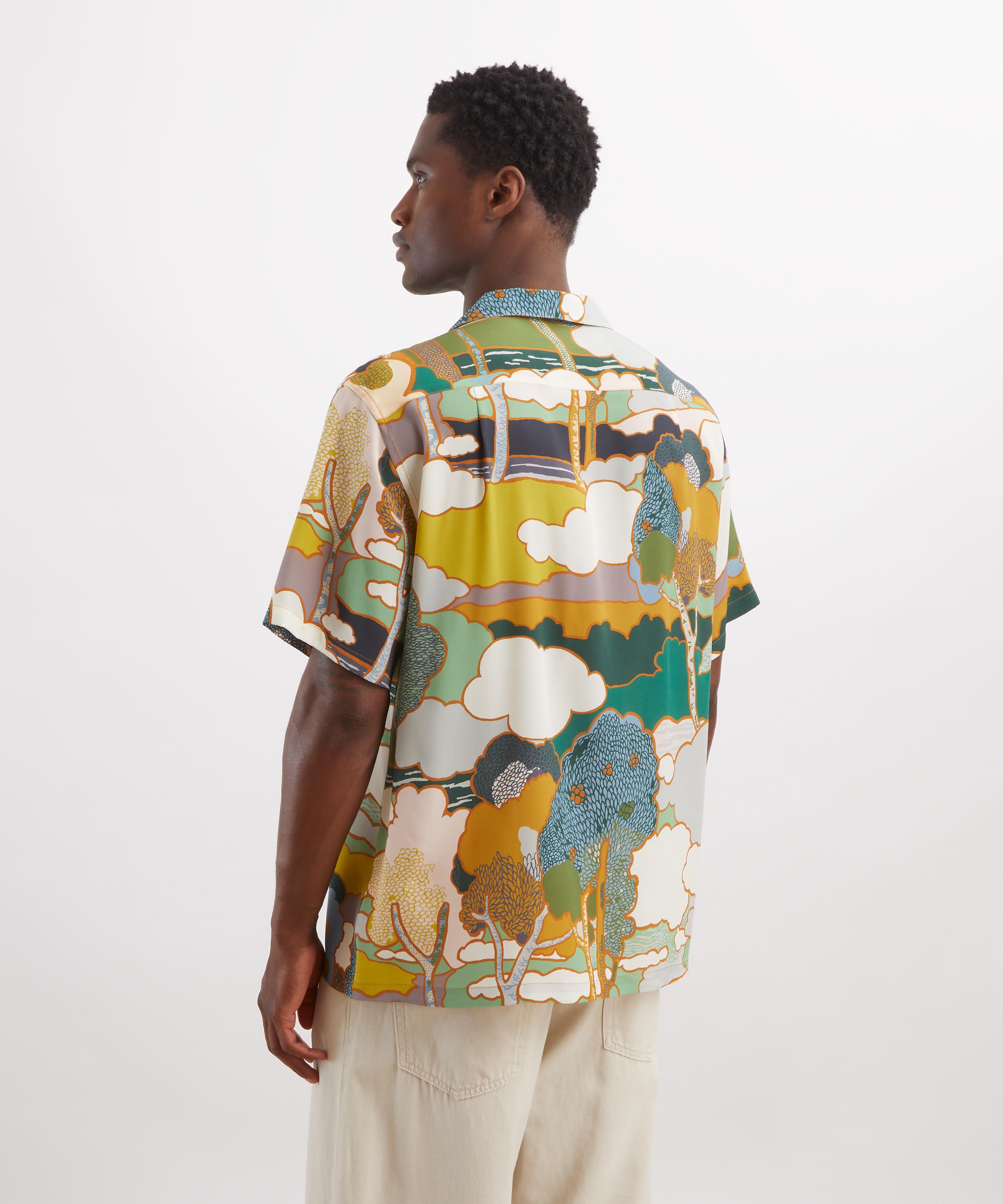 Liberty - Cuban Collar Silk Shirt in Prospect Place&nbsp; image number 3