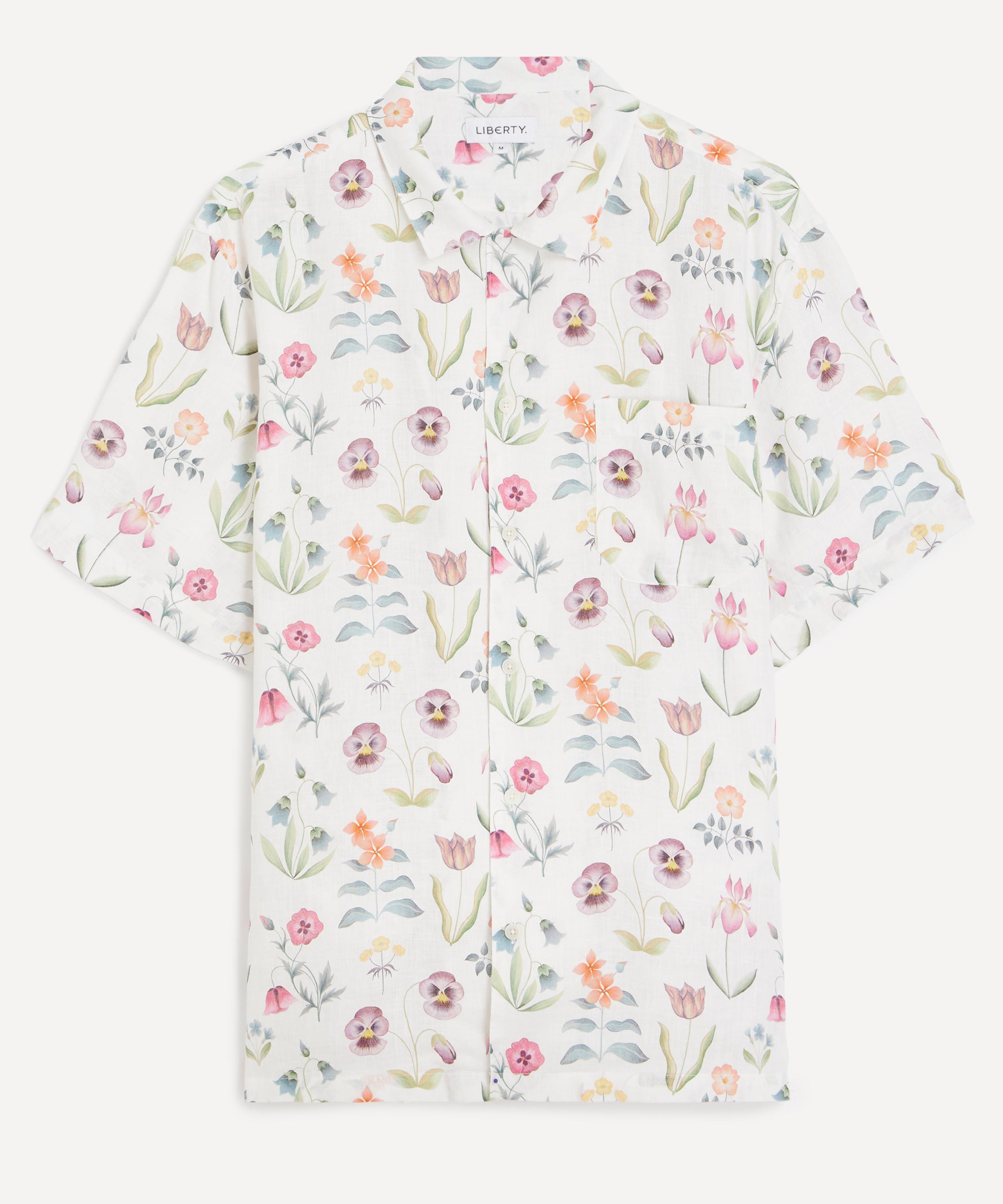Liberty - Cuban Collar Hemp Shirt in Floral Majesty
