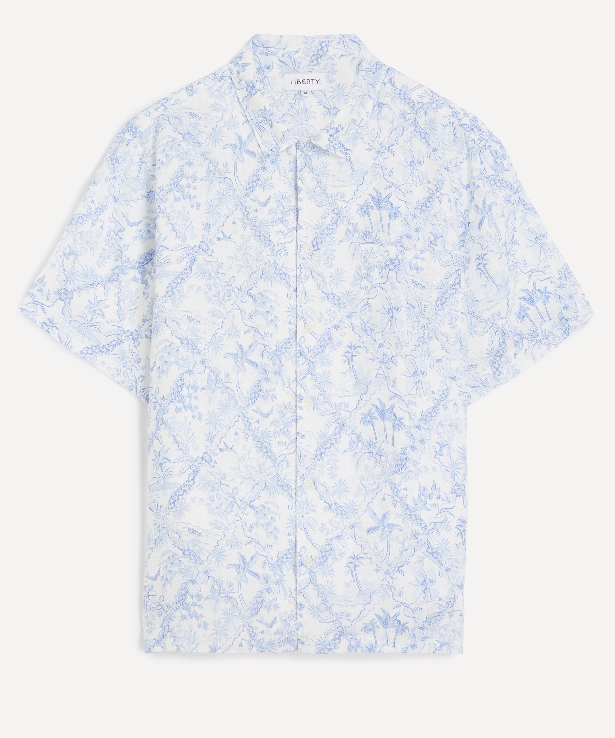 Liberty - Cuban Collar Hemp Shirt in Summer Toile