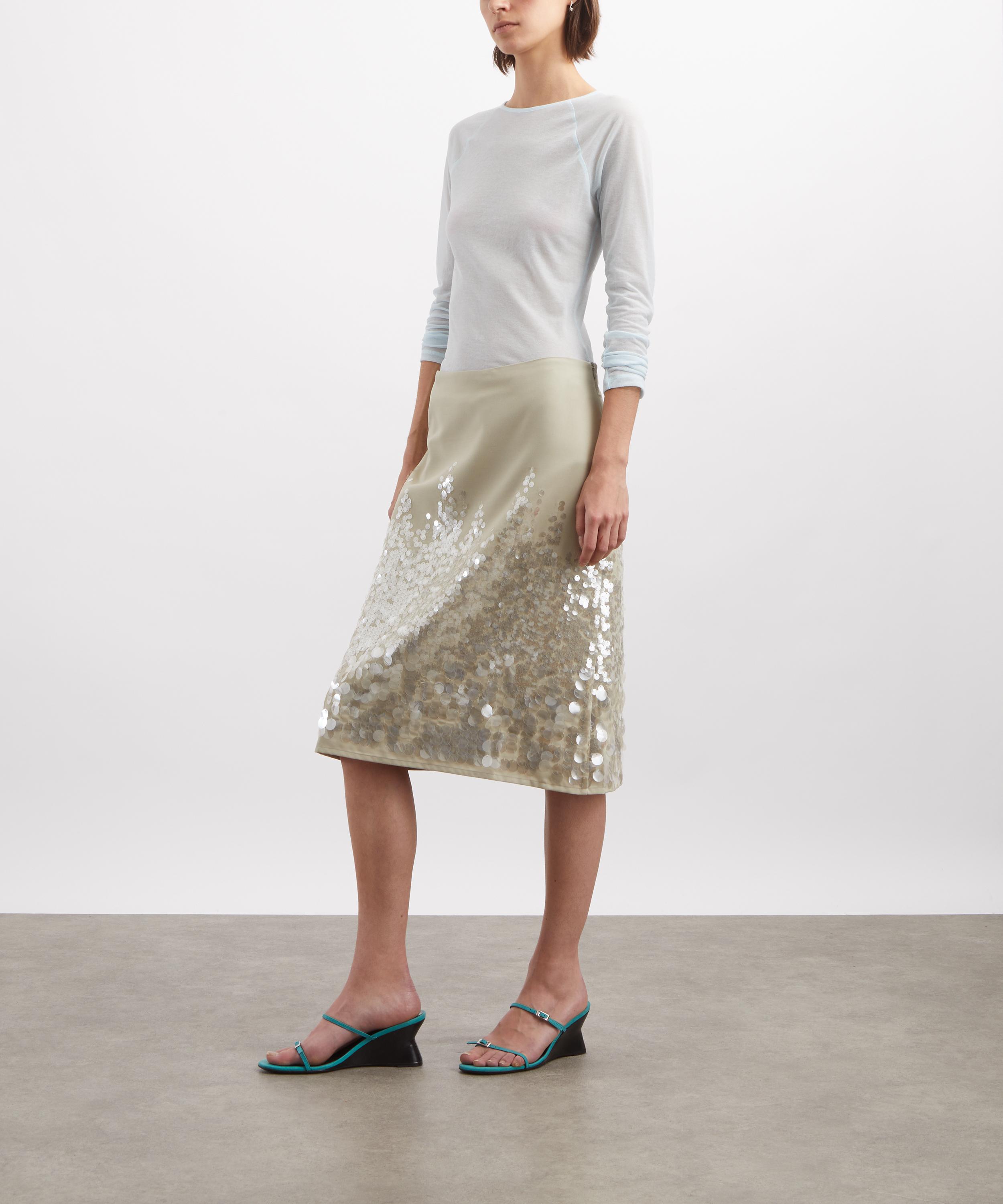 Paloma Wool - Ara Khaki Gradient Sequin Midi Skirt image number 1
