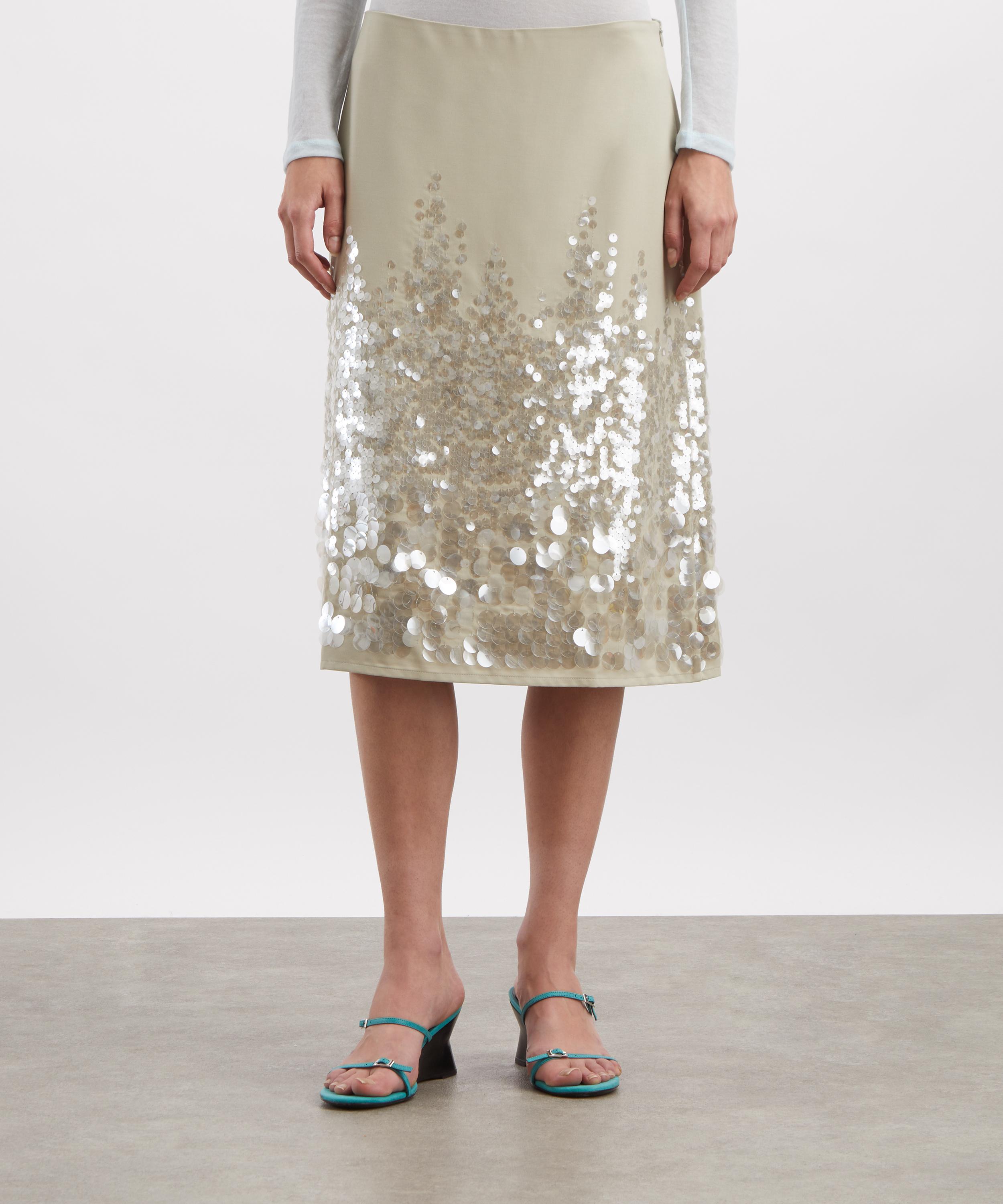 Paloma Wool - Ara Khaki Gradient Sequin Midi Skirt image number 2