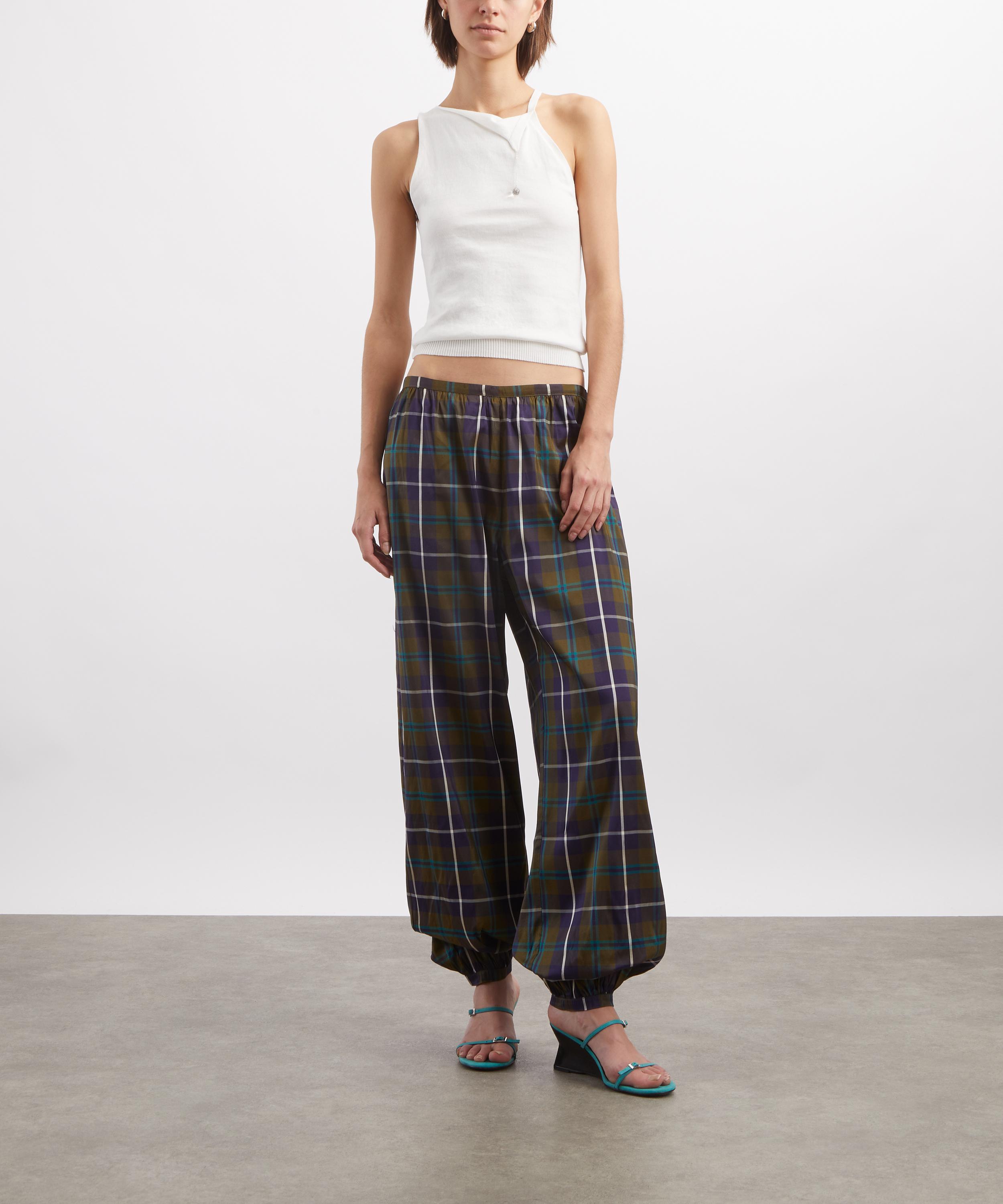 Paloma Wool - Boza Navy Plaid Balloon Trousers image number 1