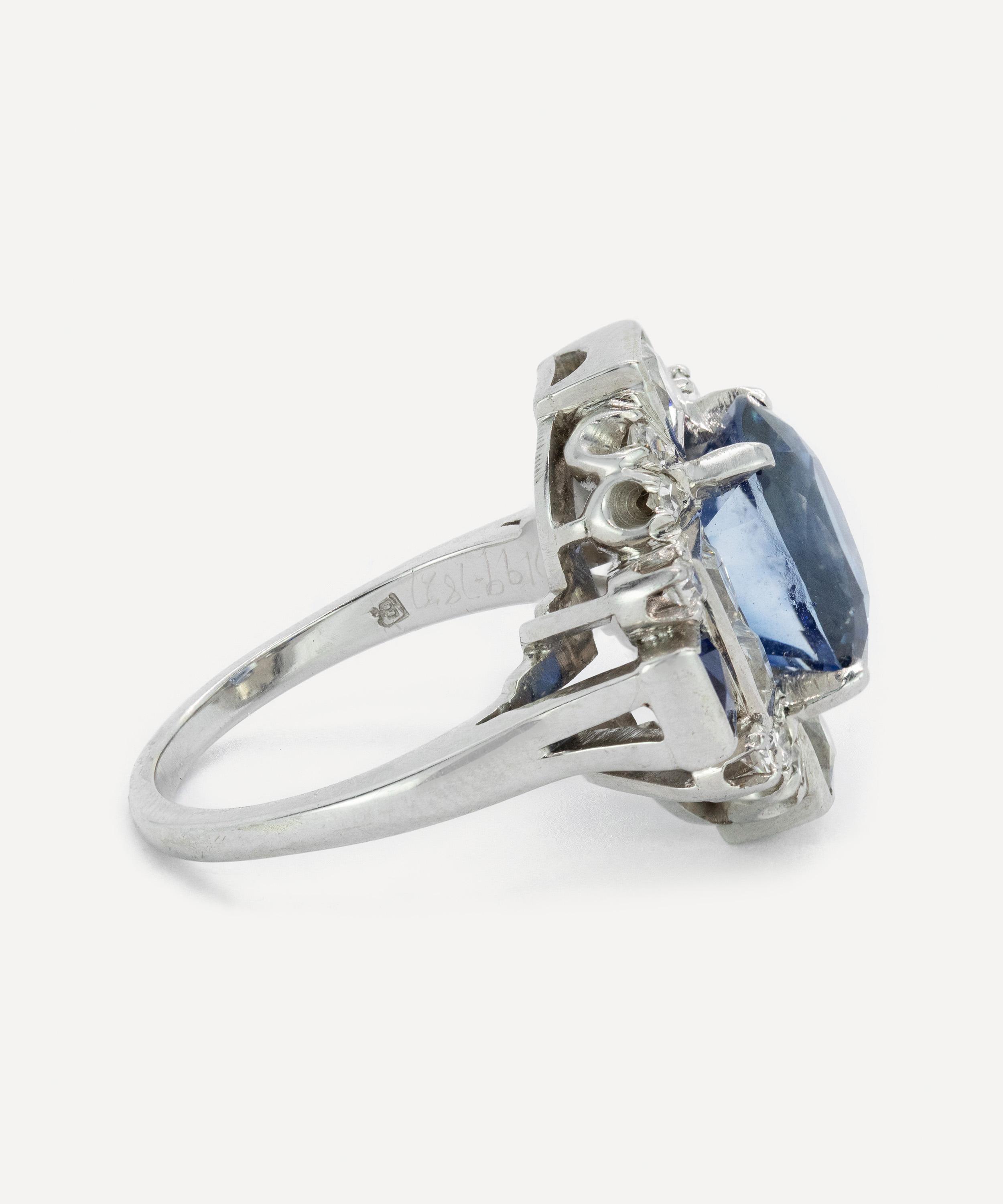 Kojis - 14ct White Gold Art Deco Style Sapphire Ring image number 2