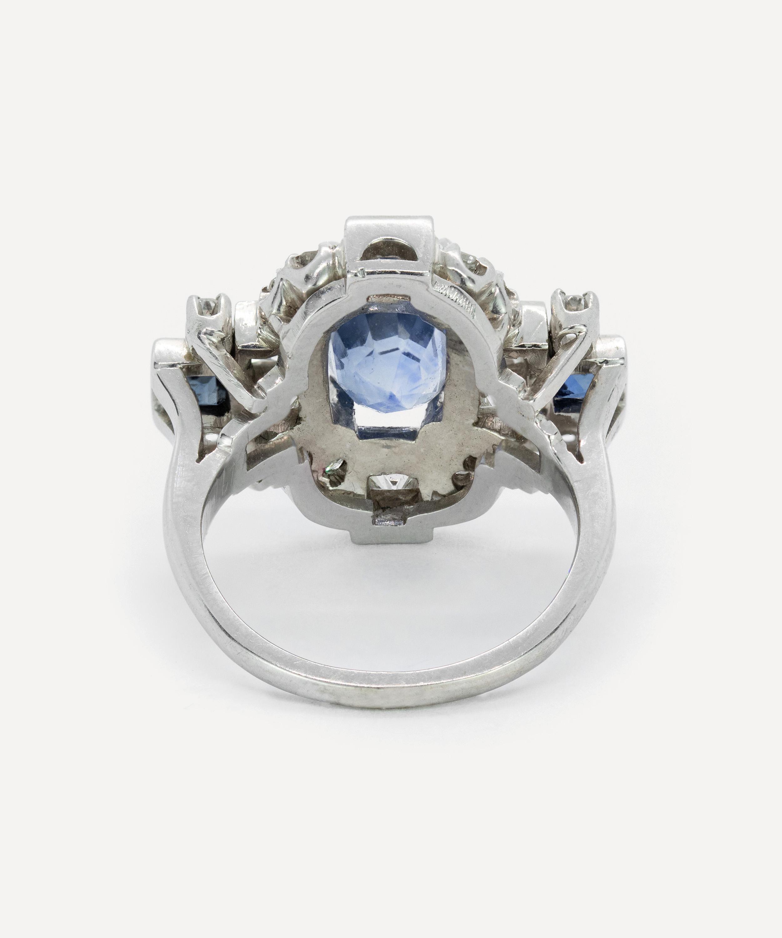 Kojis - 14ct White Gold Art Deco Style Sapphire Ring image number 3