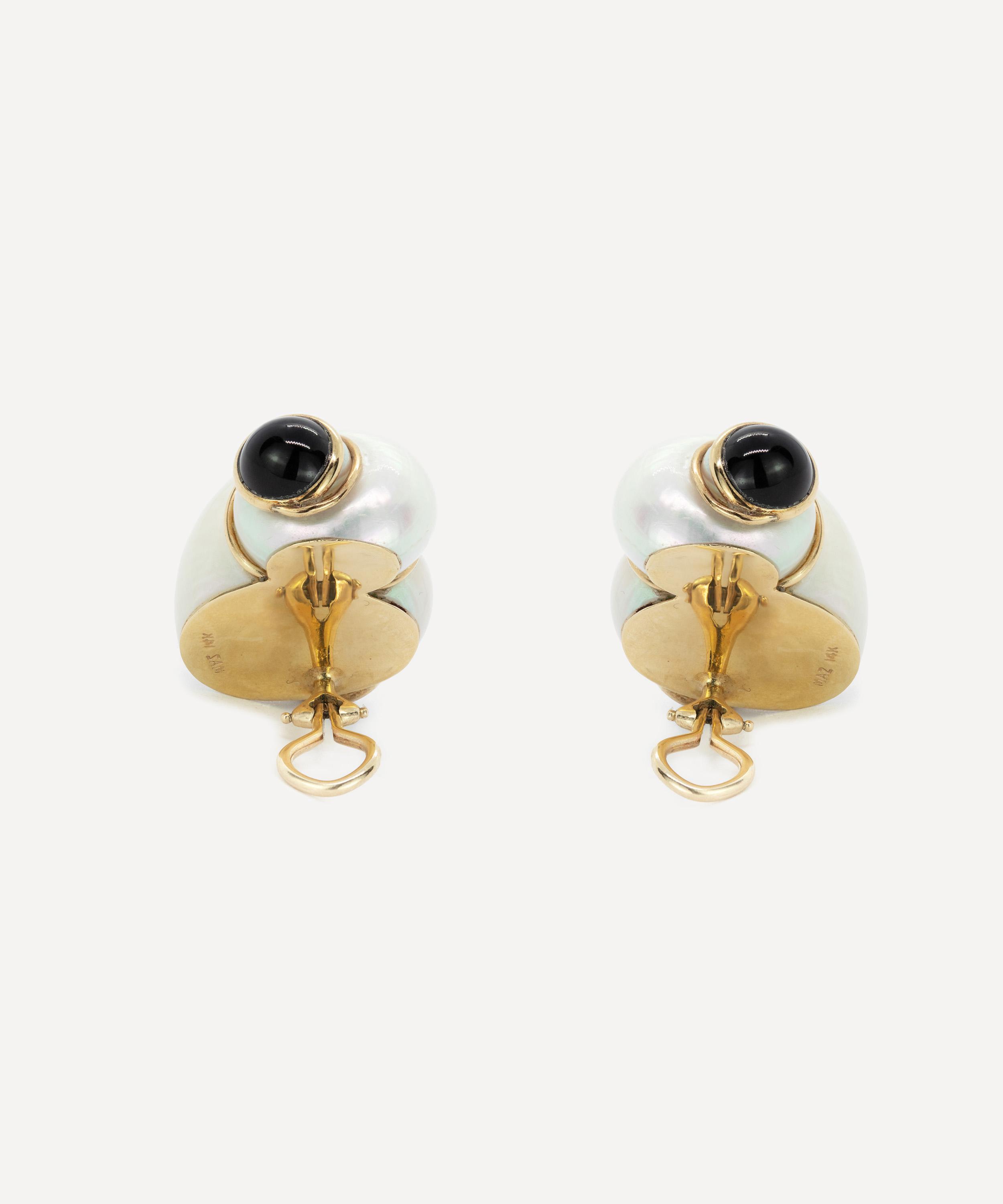 Kojis - 14ct Gold Pearl Shell and Onyx Stud Earrings image number 2