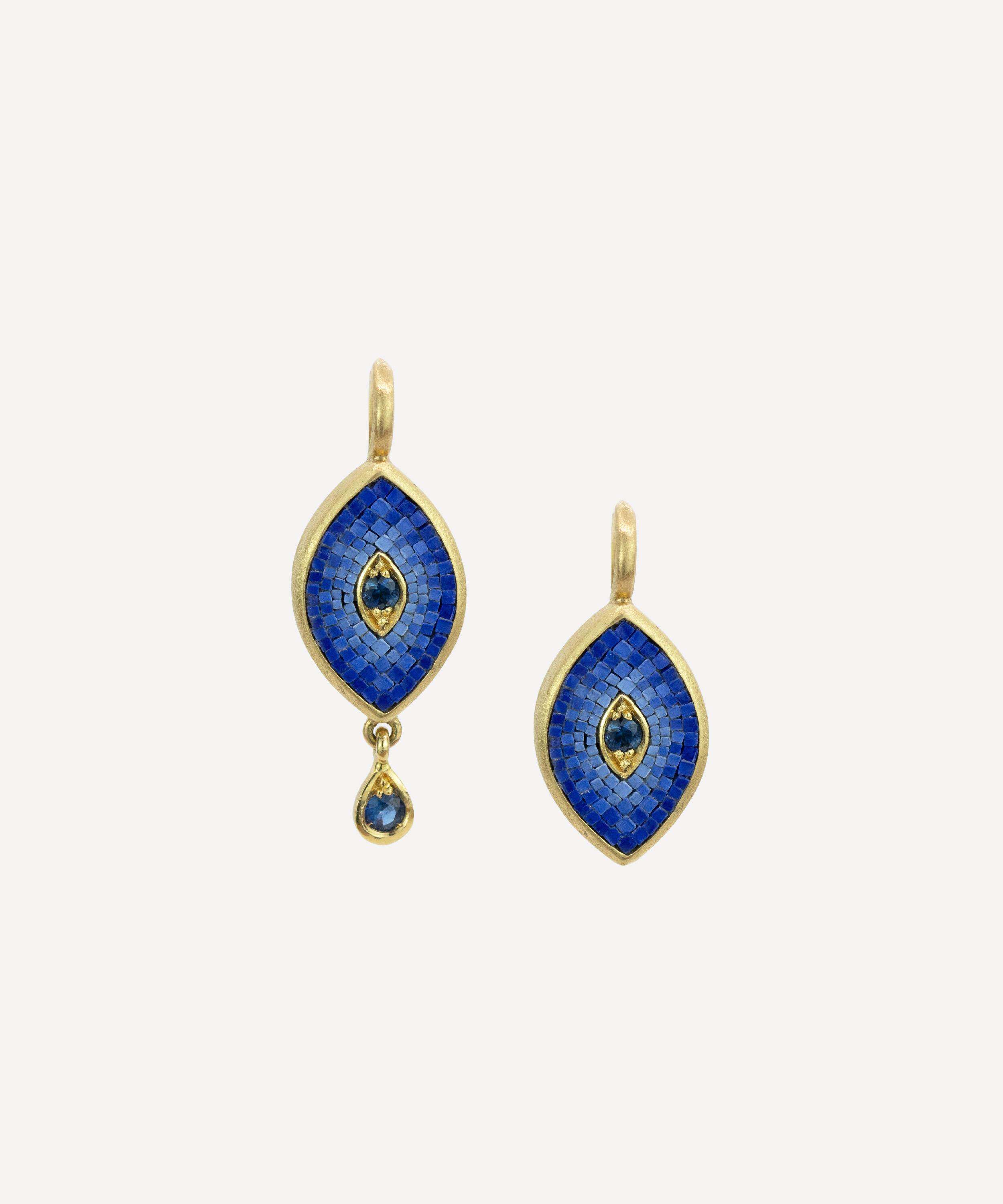 Kojis - 18ct Gold Micro Mosaic Evil Eye Drop Earrings