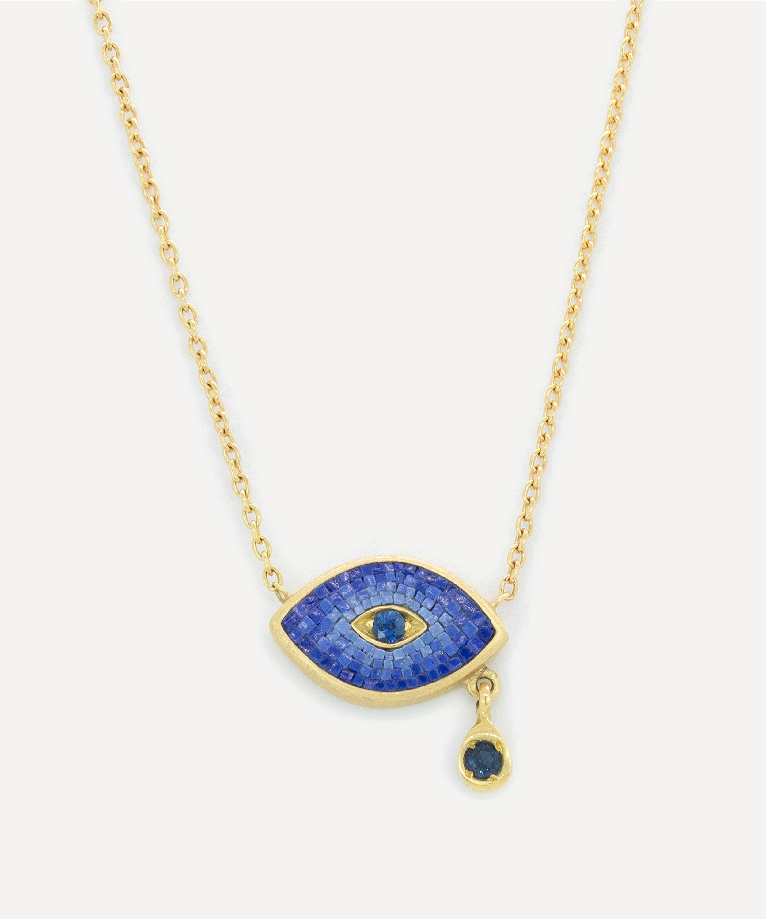Kojis - 18ct Gold Micro Mosaic Evil Eye Pendant Necklace