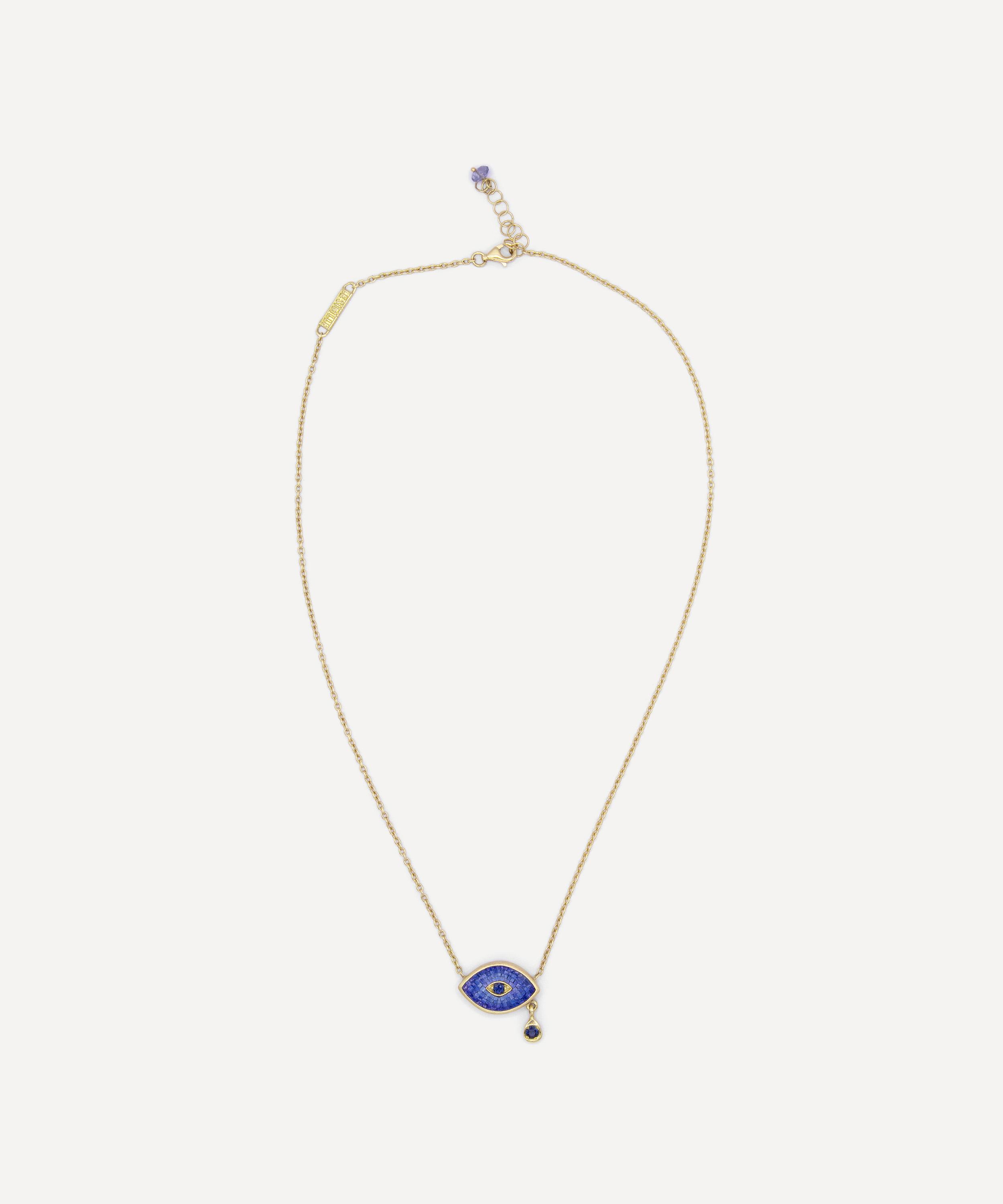 Kojis - 18ct Gold Micro Mosaic Evil Eye Pendant Necklace image number 1