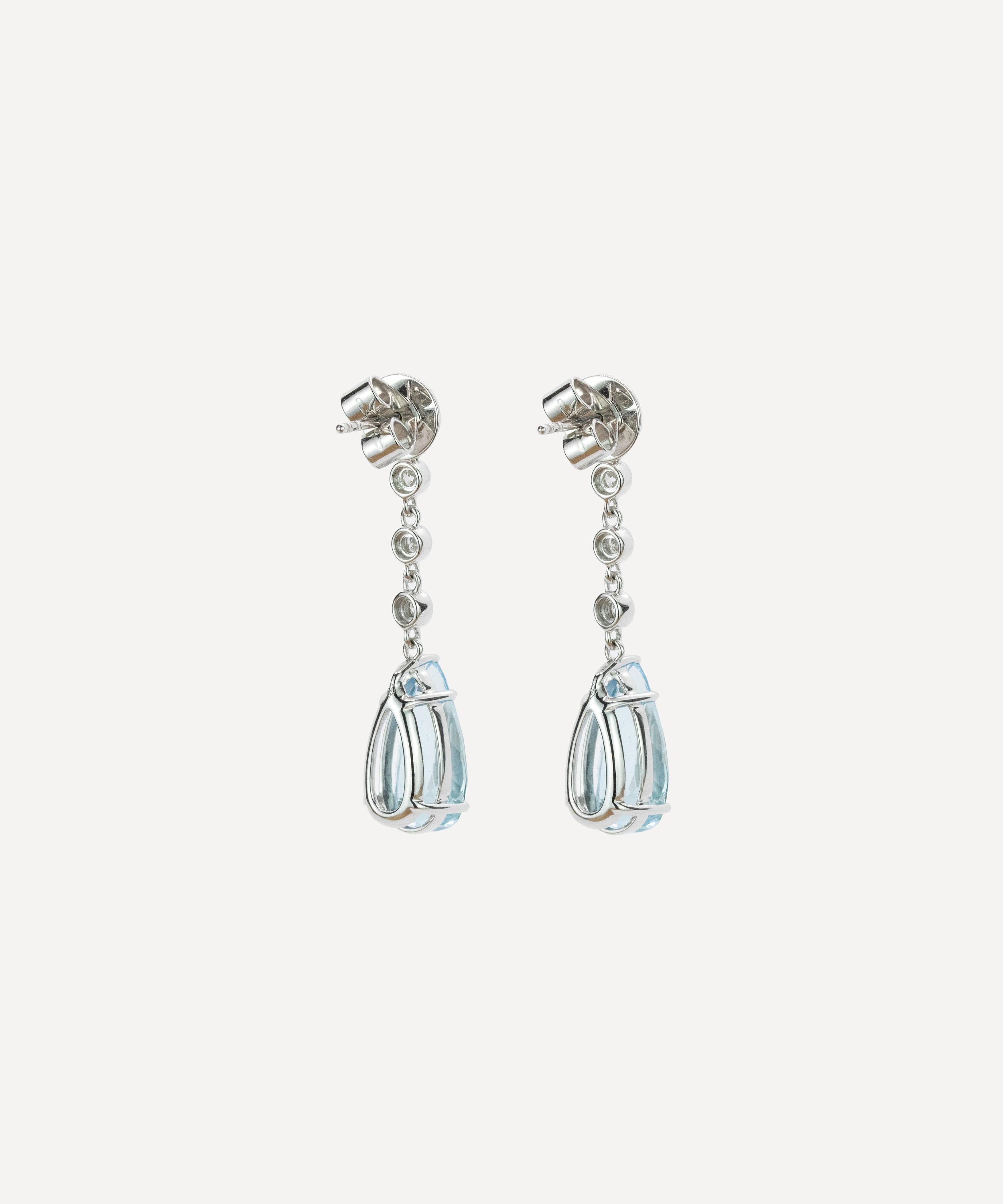 Kojis - 18ct White Gold Aquamarine and Diamond Drop Earrings image number 2