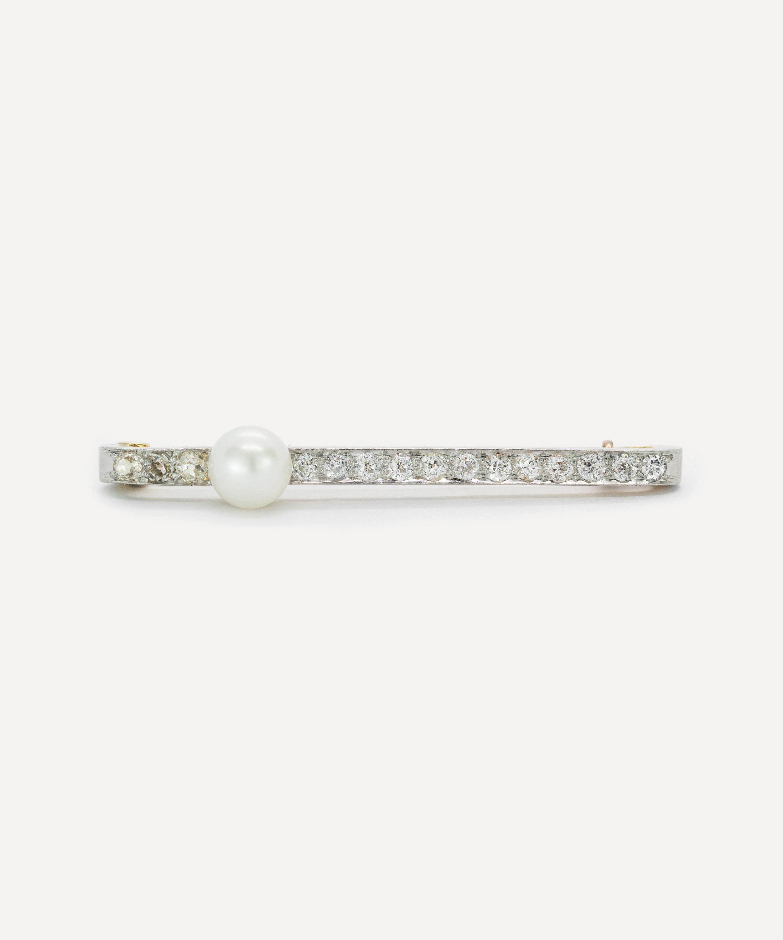 Kojis - Platinum Antique Pearl Bar Brooch